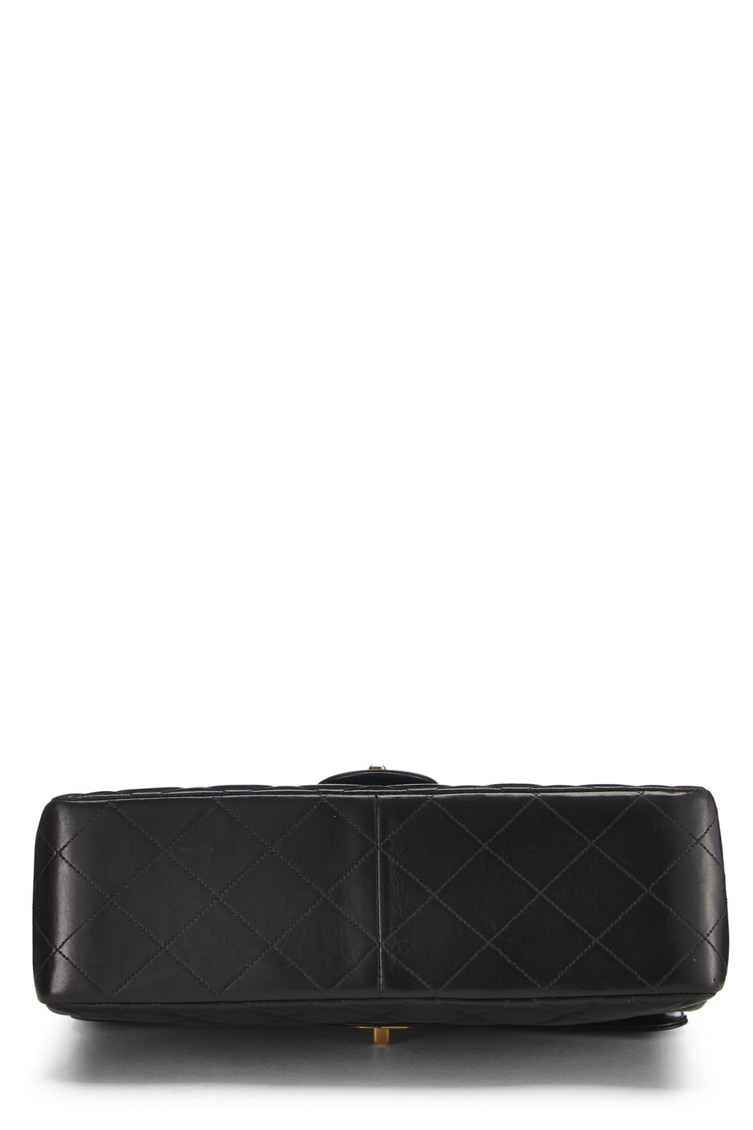 Chl,  Black Quilted Lambskin Double Sided Classic Flap Jumbo, Black - Loose Stones