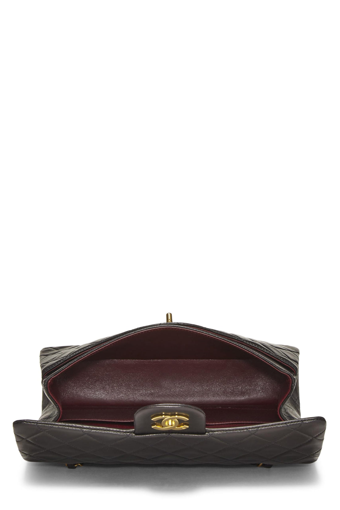 Chl,  Black Quilted Lambskin Classic Double Flap Medium, Black - Loose Stones