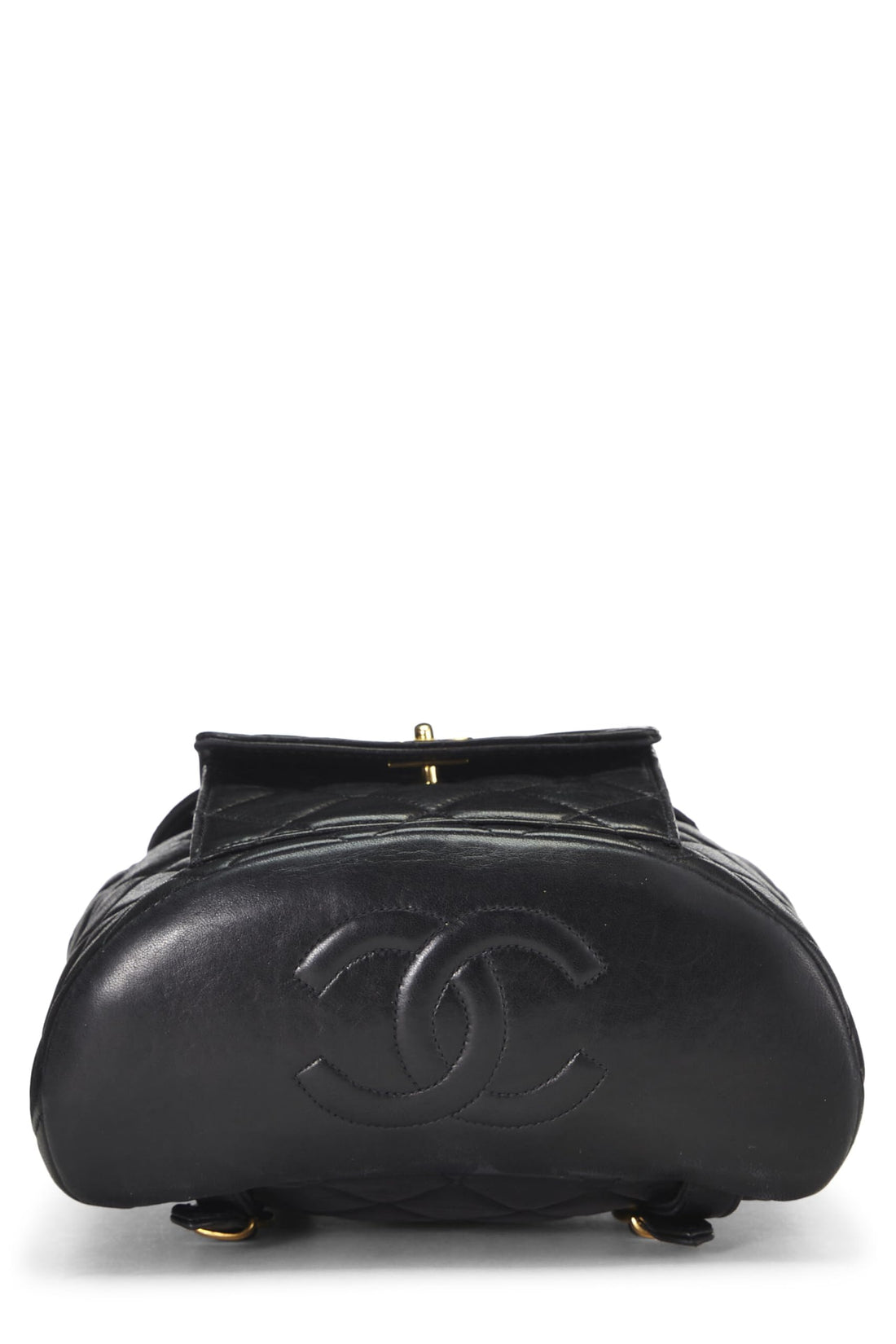 Chl,  Black Quilted Lambskin Classic Backpack, Black - Loose Stones