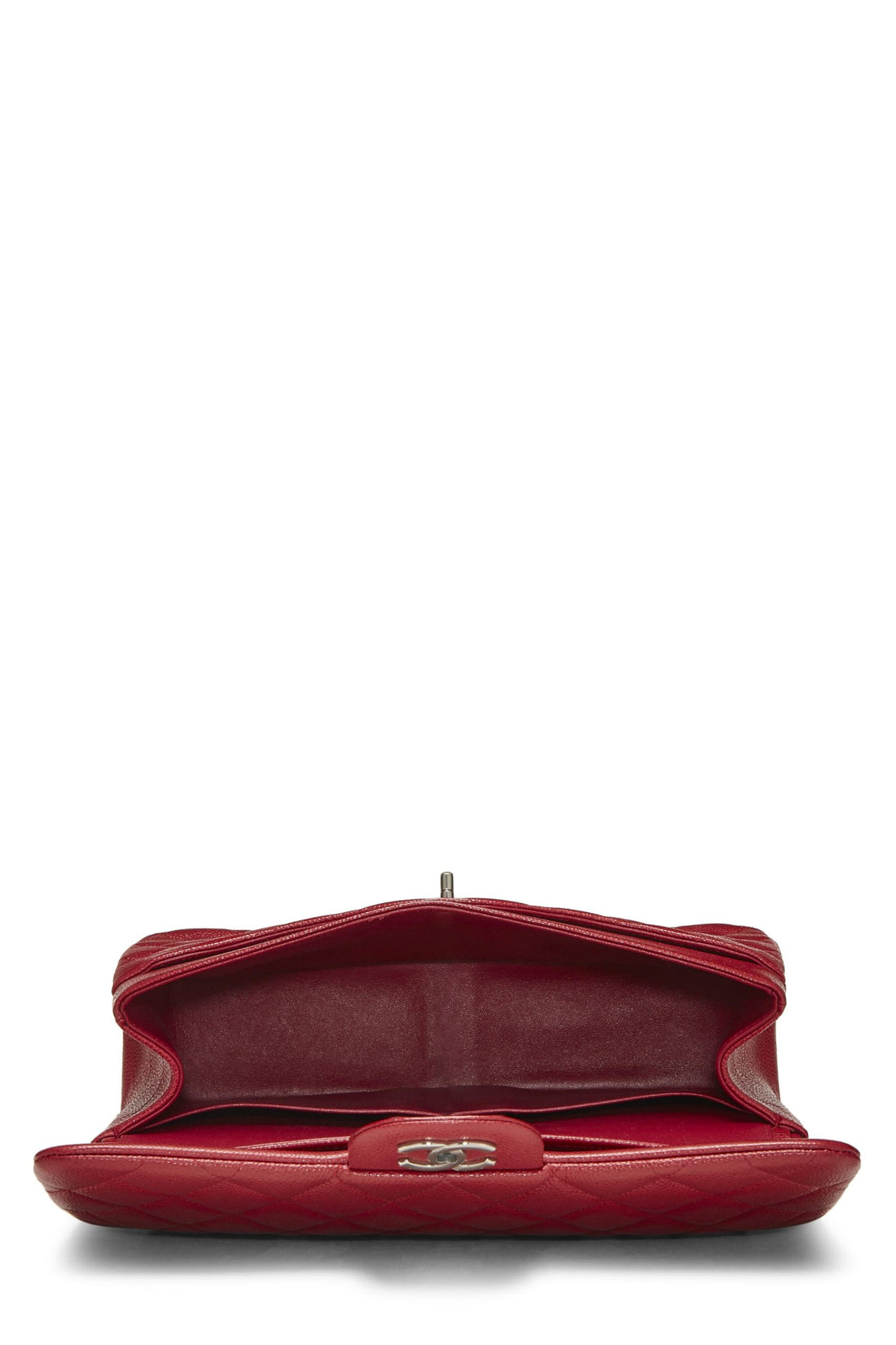 Chl,  Red Quilted Caviar New Classic Double Flap Jumbo, Red - Loose Stones