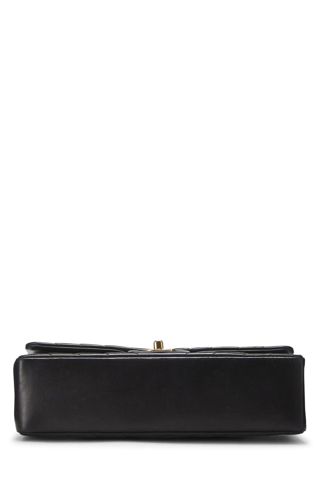 Chl,  Black Chevron Lambskin Classic Double Flap Medium, Black - Loose Stones