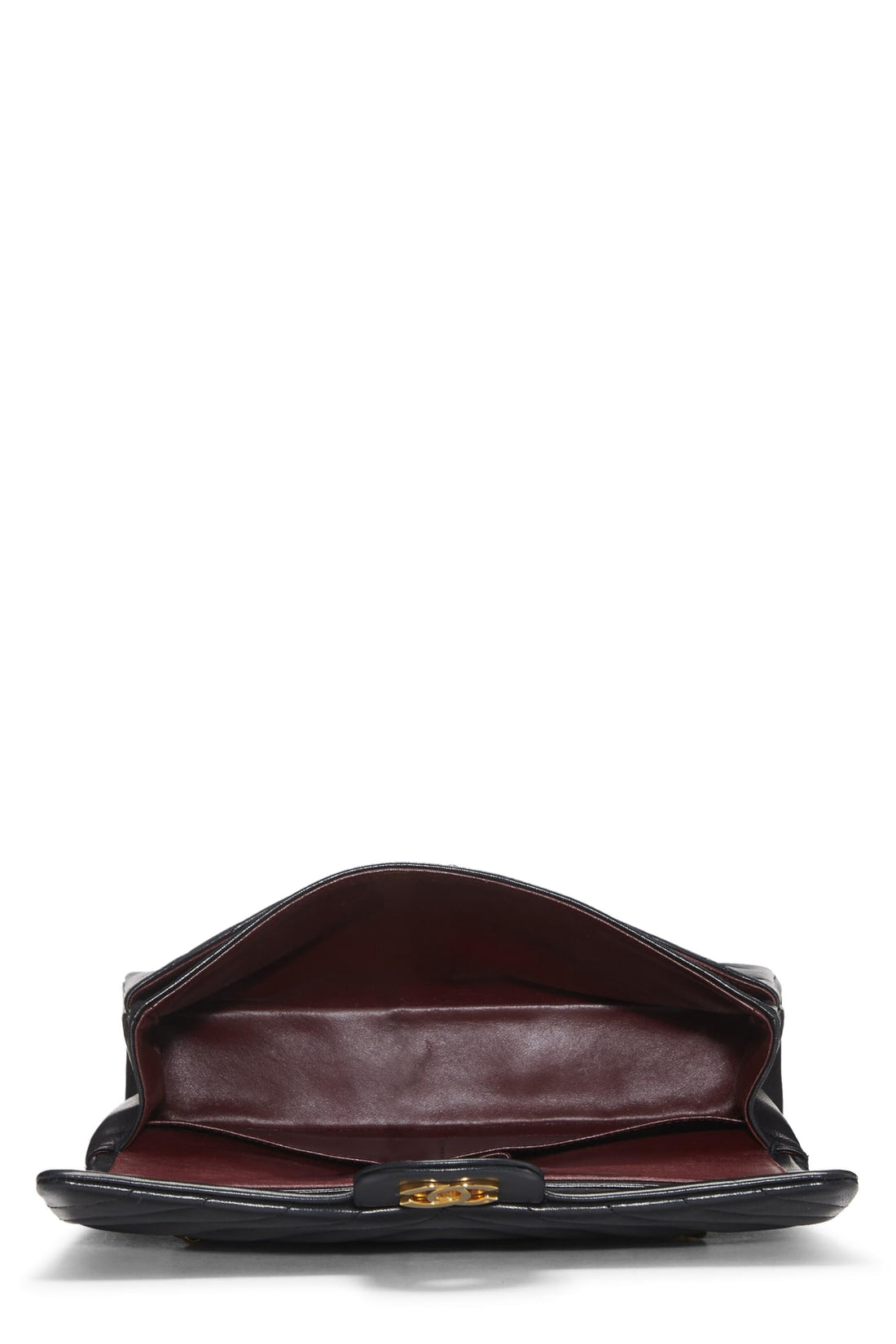 Chl,  Black Chevron Lambskin Classic Double Flap Medium, Black - Loose Stones