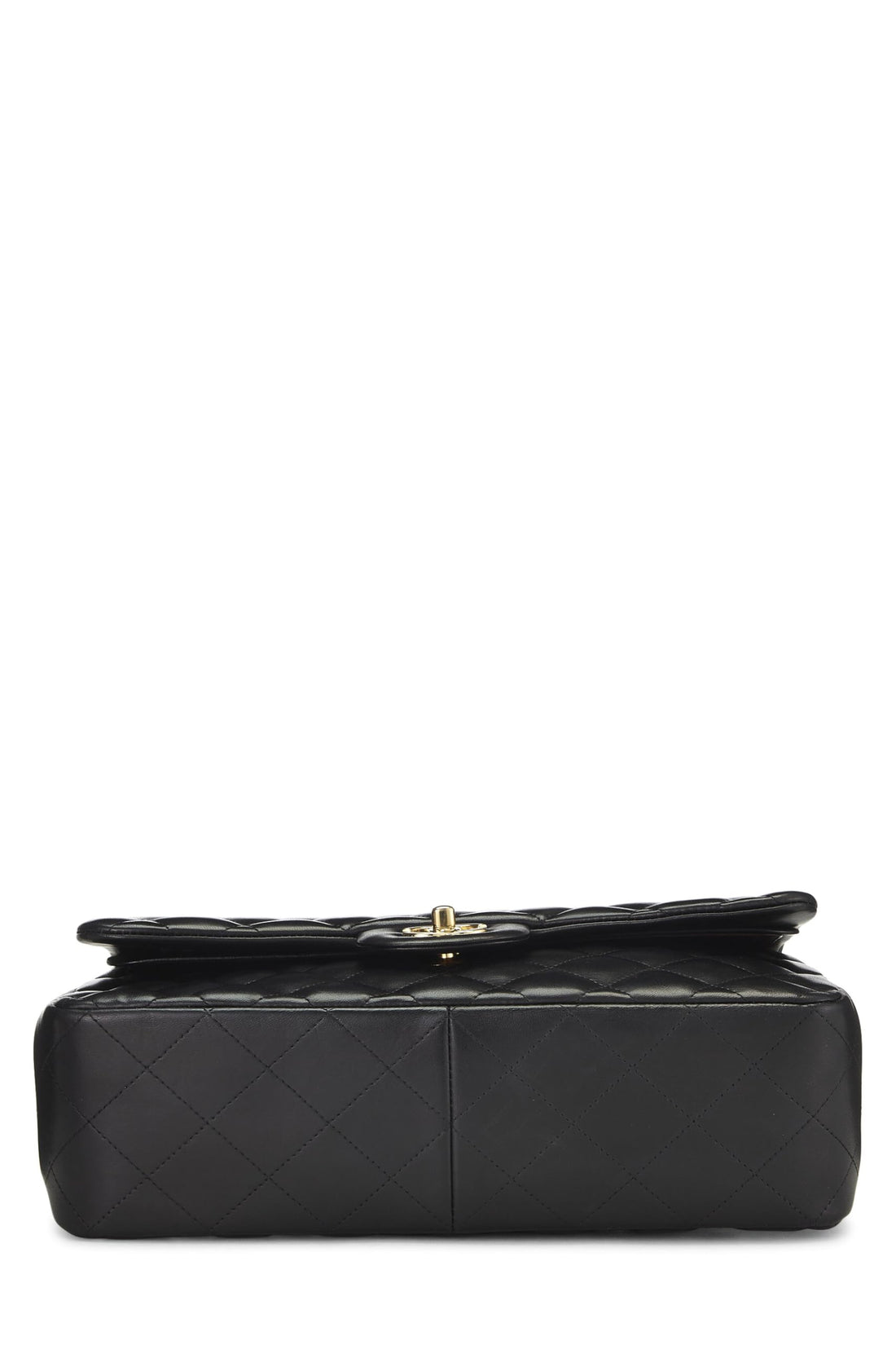 Chl,  Black Quilted Lambskin New Classic Double Flap Jumbo, Black - Loose Stones