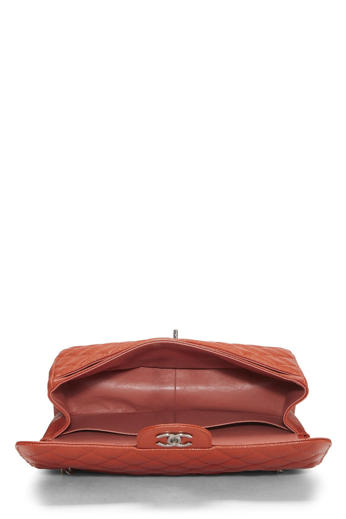 Chl,  Orange Quilted Caviar New Classic Double Flap Jumbo, Orange - Loose Stones
