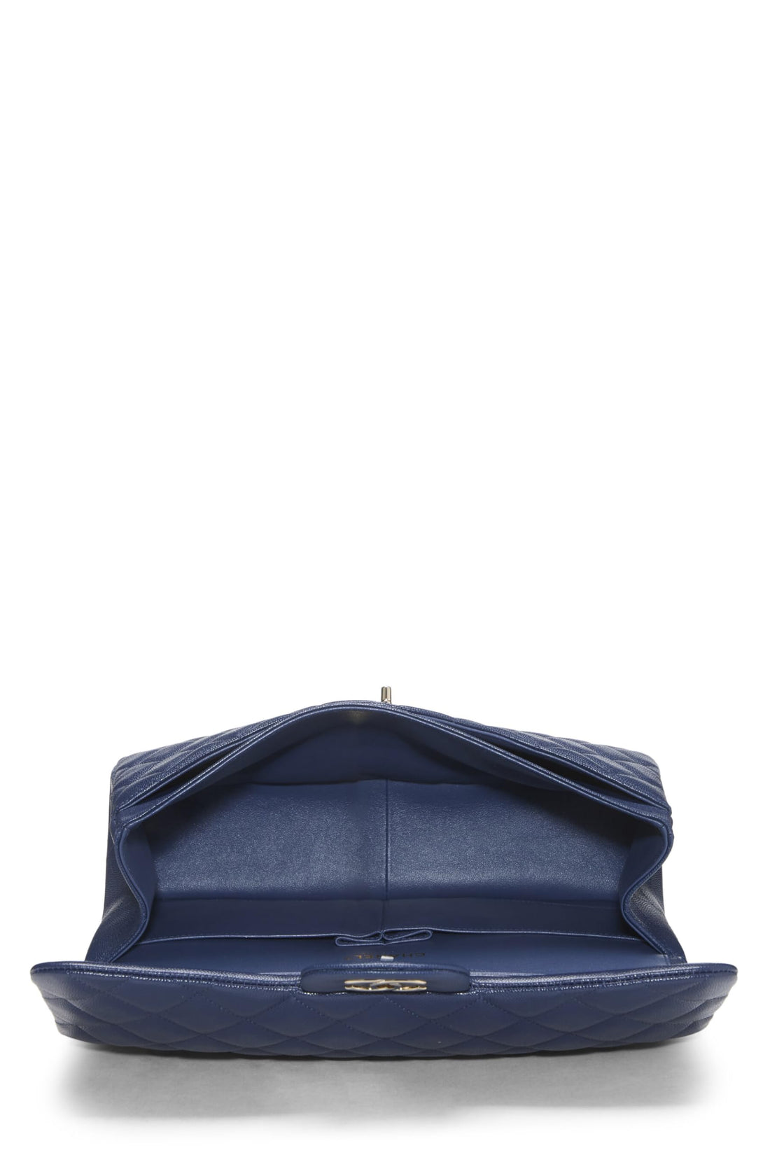 Chl,  Navy Quilted Caviar New Classic Double Flap Jumbo, Navy - Loose Stones