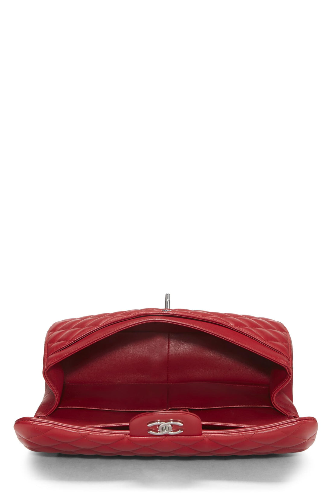Chl,  Red Quilted Lambskin New Classic Double Flap Jumbo, Red - Loose Stones
