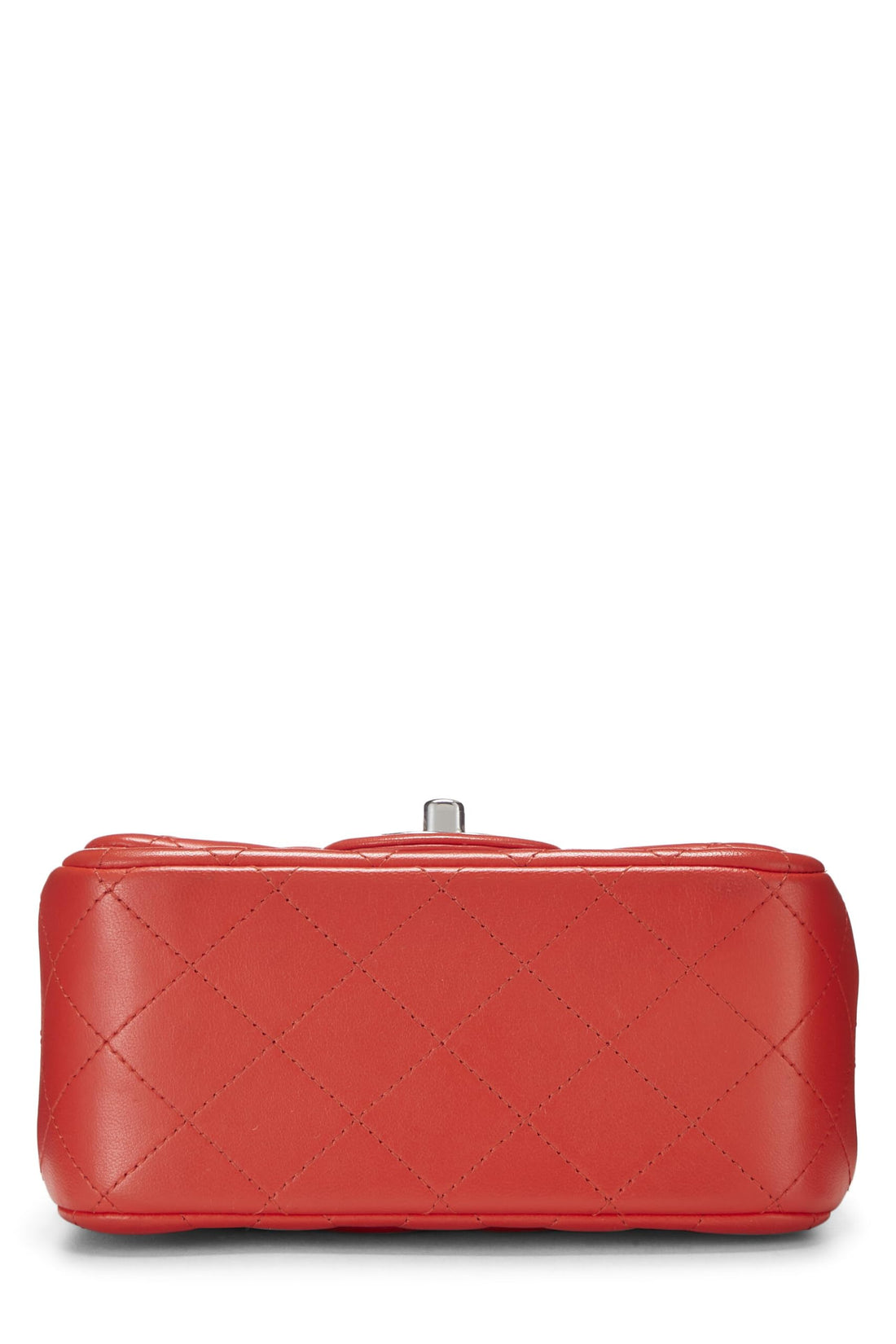 Chl,  Red Quilted Lambskin Classic Square Flap Mini, Red - Loose Stones