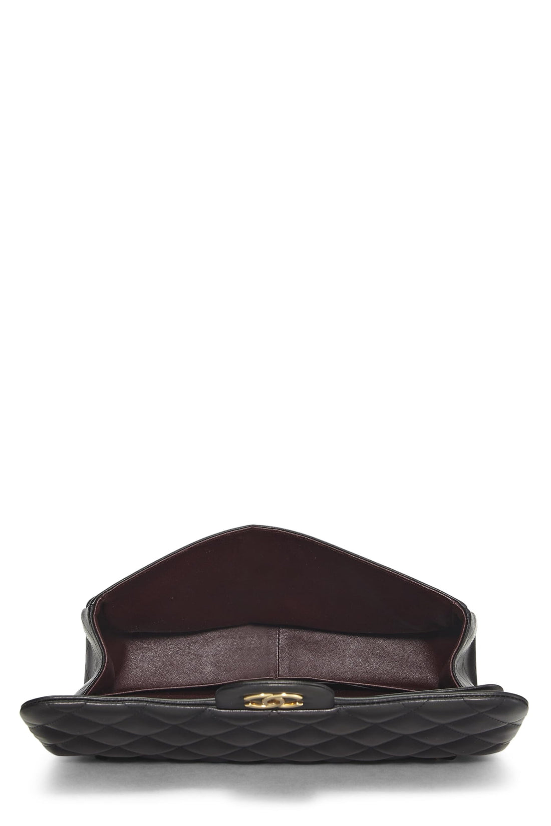 Chl,  Black Quilted Lambskin New Classic Double Flap Jumbo, Black - Loose Stones