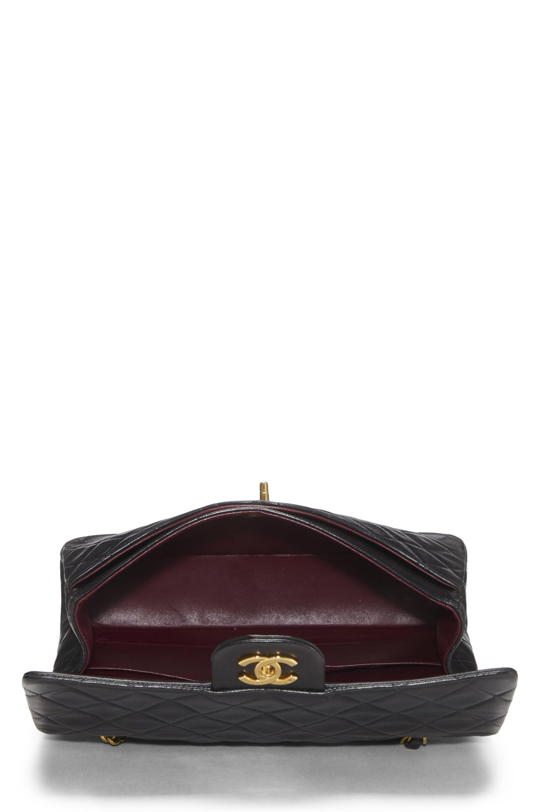 Chl,  Black Quilted Lambskin Classic Double Flap Medium, Black - Loose Stones