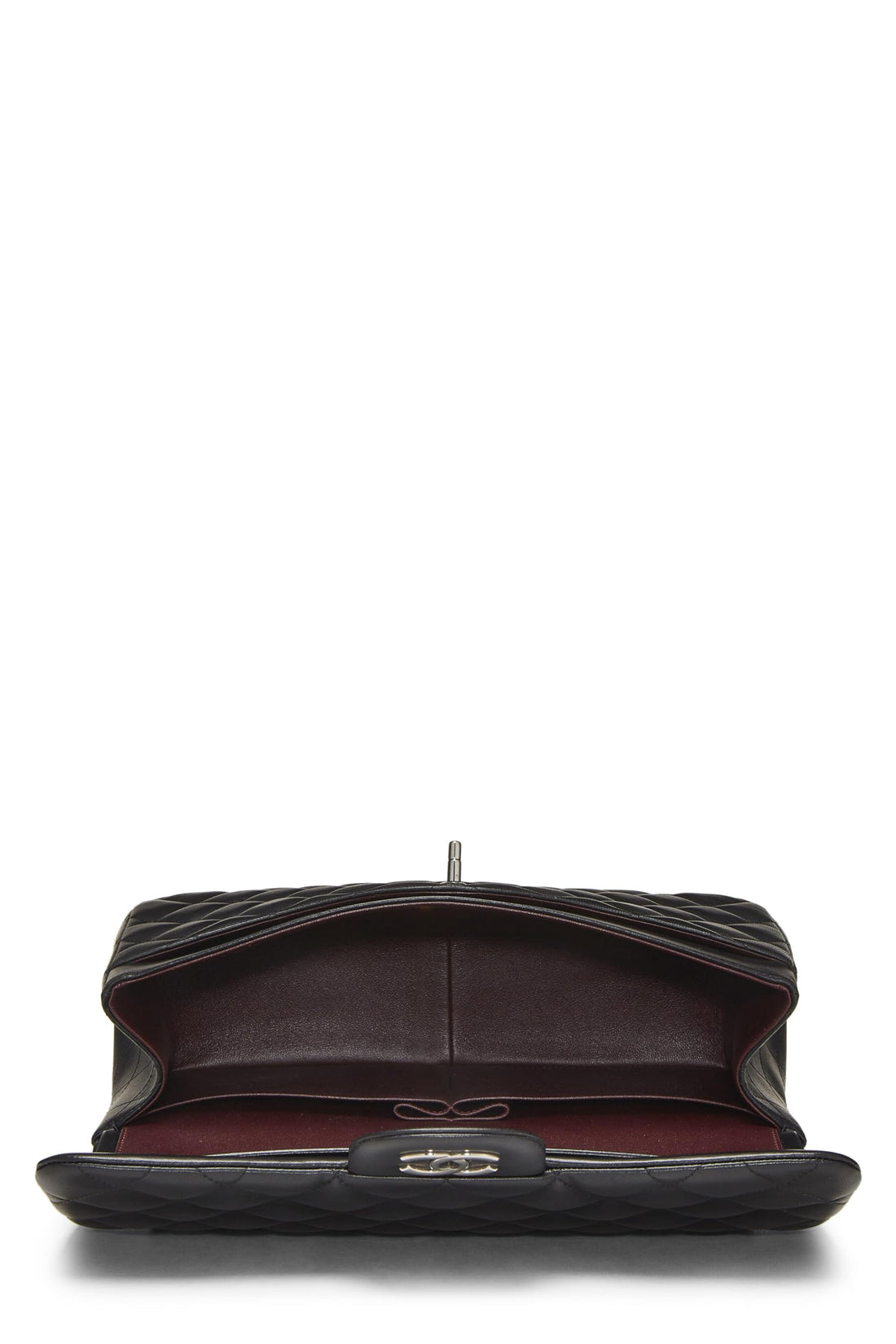 Chl,  Black Quilted Lambskin New Classic Double Flap Jumbo, Black - Loose Stones