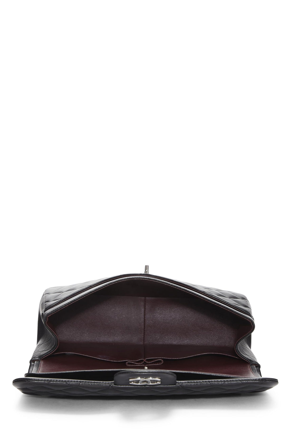 Chl,  Black Quilted Lambskin New Classic Double Flap Jumbo, Black - Loose Stones