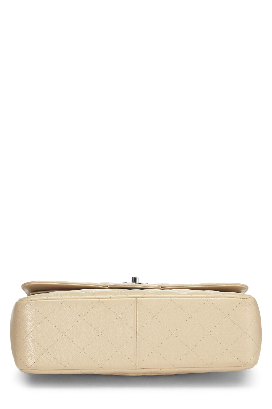 Chl,  Beige Quilted Caviar New Classic Flap Jumbo, Beige - Loose Stones