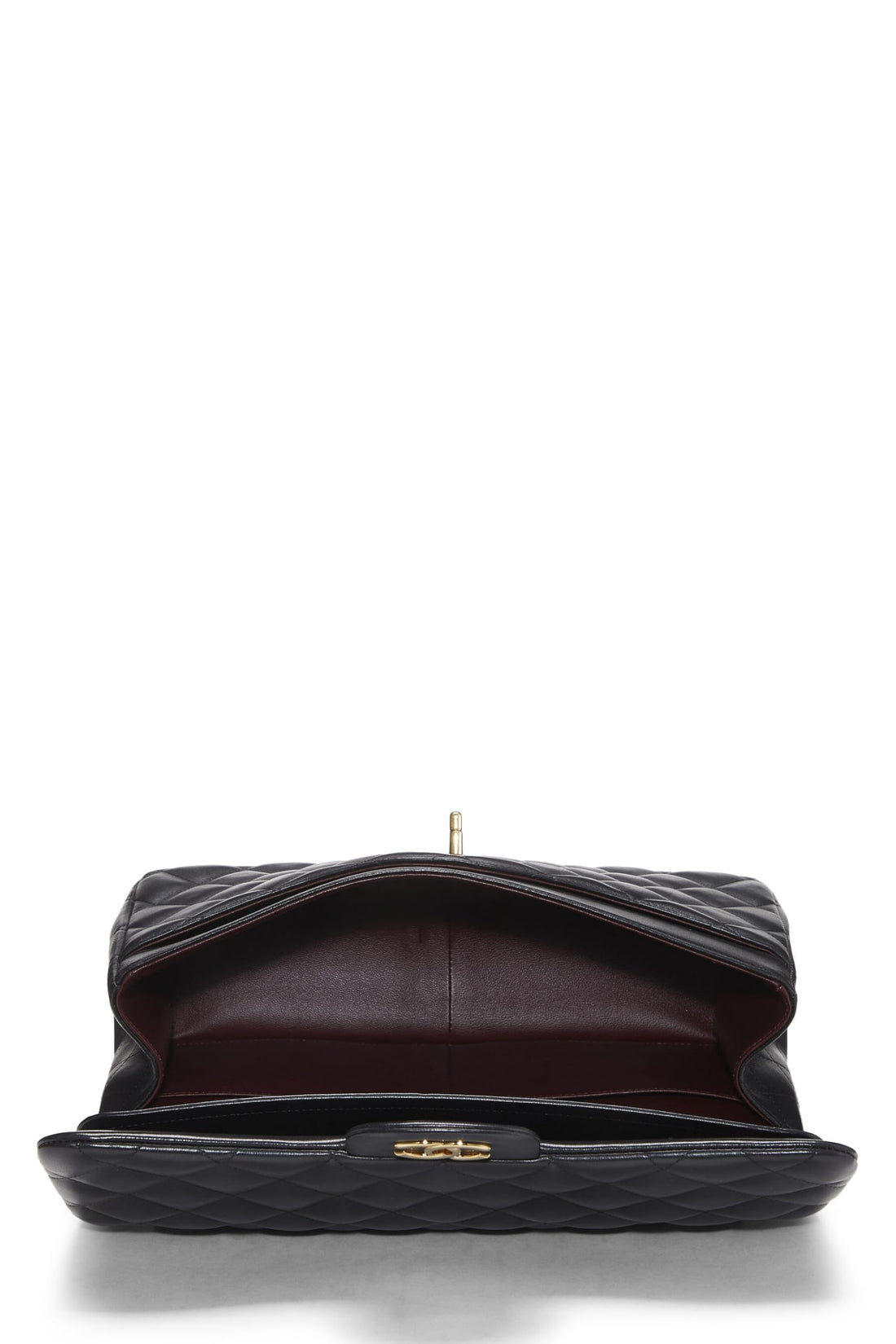 Chl,  Black Quilted Lambskin New Classic Double Flap Jumbo, Black - Loose Stones