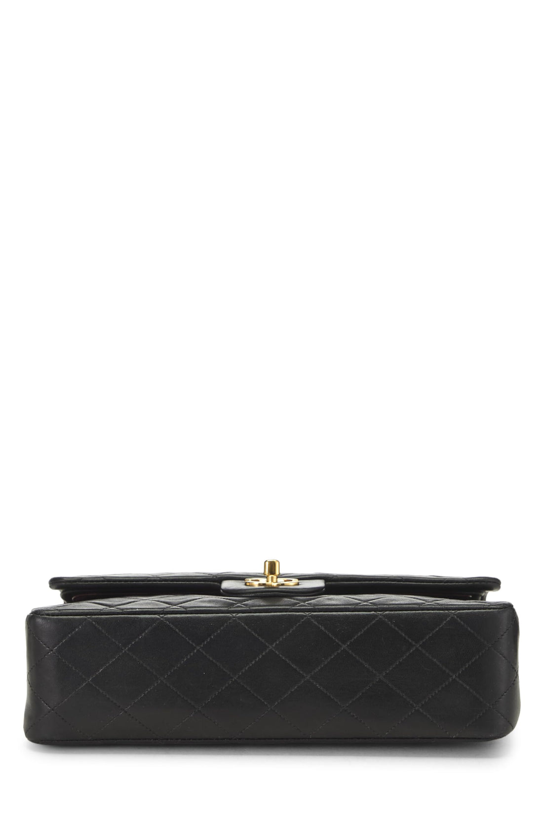 Chl,  Black Quilted Lambskin Classic Double Flap Medium, Black - Loose Stones