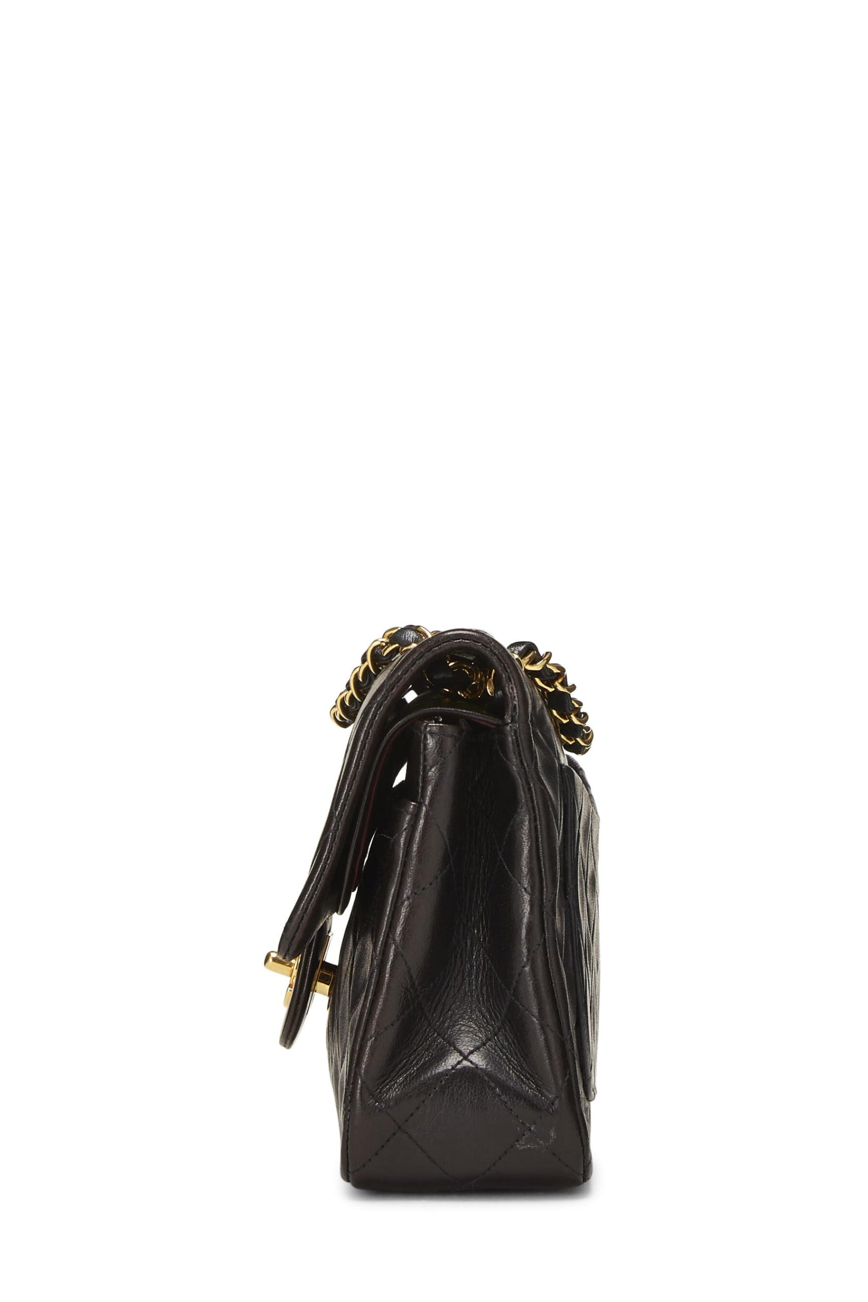 Chl,  Black Quilted Lambskin Classic Double Flap Small, Black - Loose Stones - 4