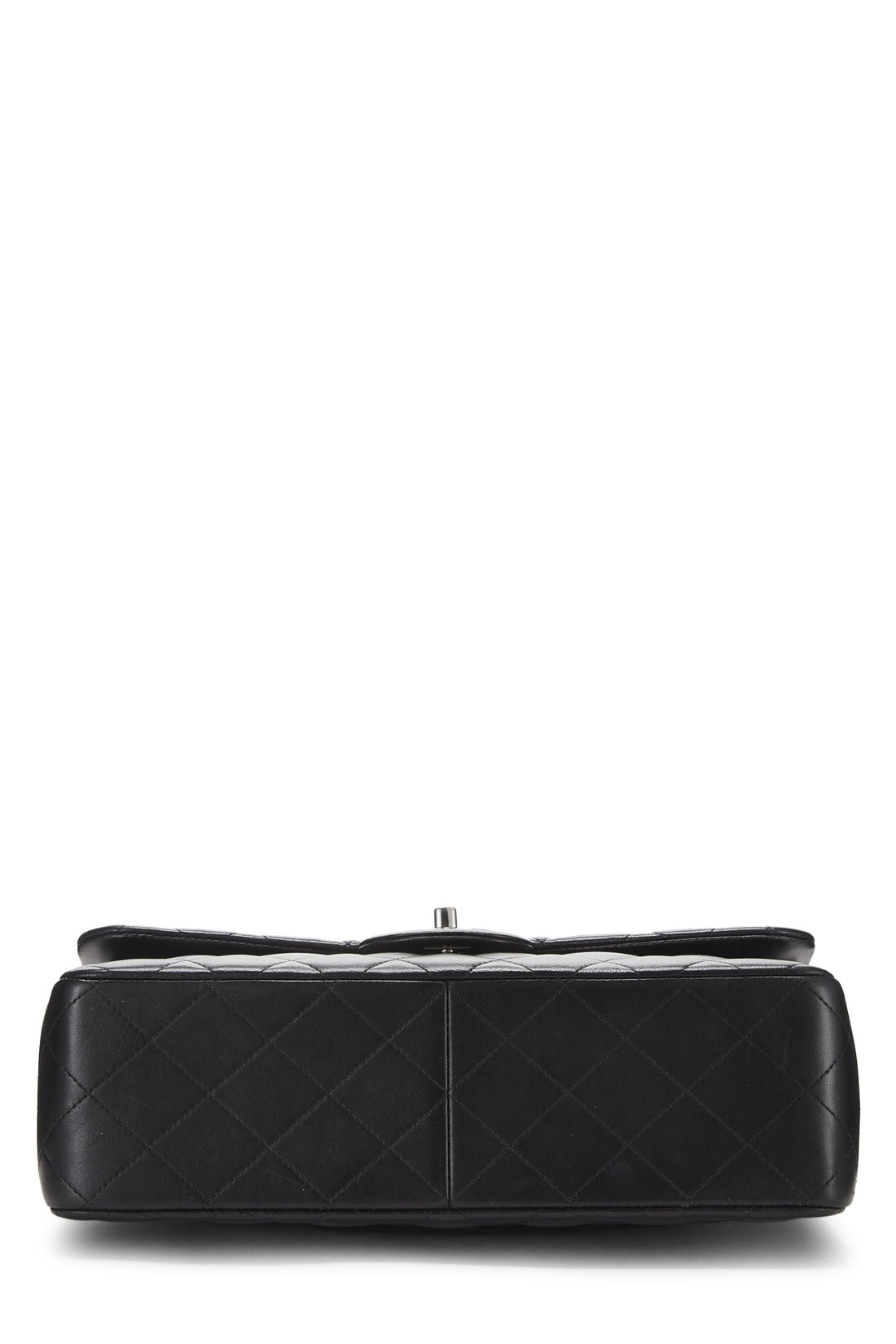 Chl,  Black Quilted Lambskin New Classic Double Flap Jumbo, Black - Loose Stones