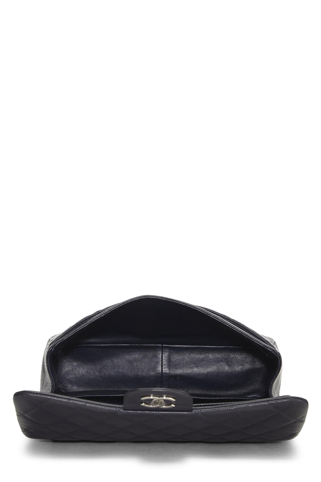 Chl,  Navy Quilted Caviar New Classic Double Flap Jumbo, Navy - Loose Stones