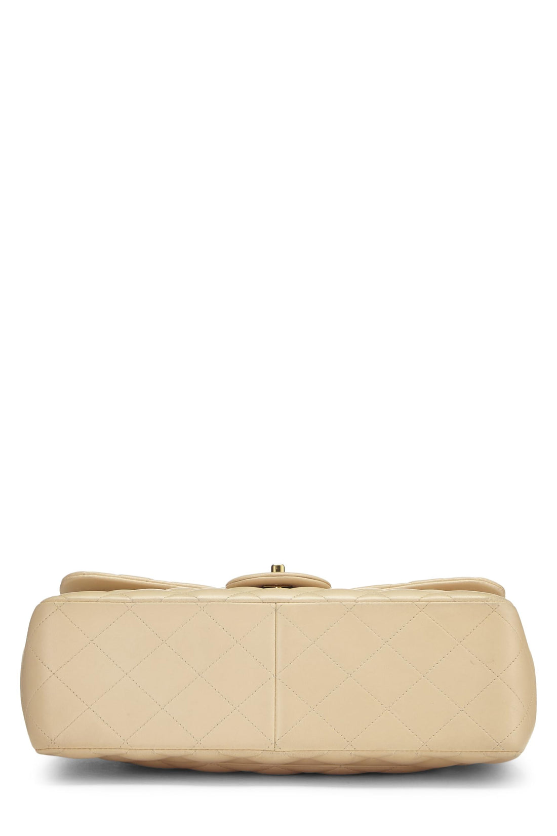 Chl,  Beige Quilted Lambskin New Classic Double Flap Jumbo, Beige - Loose Stones