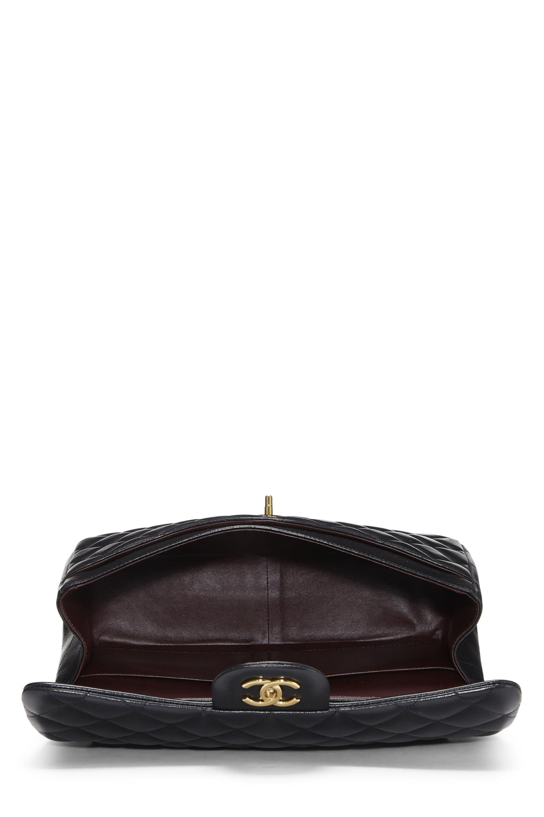 Chl,  Black Quilted Lambskin New Classic Double Flap Jumbo, Black - Loose Stones