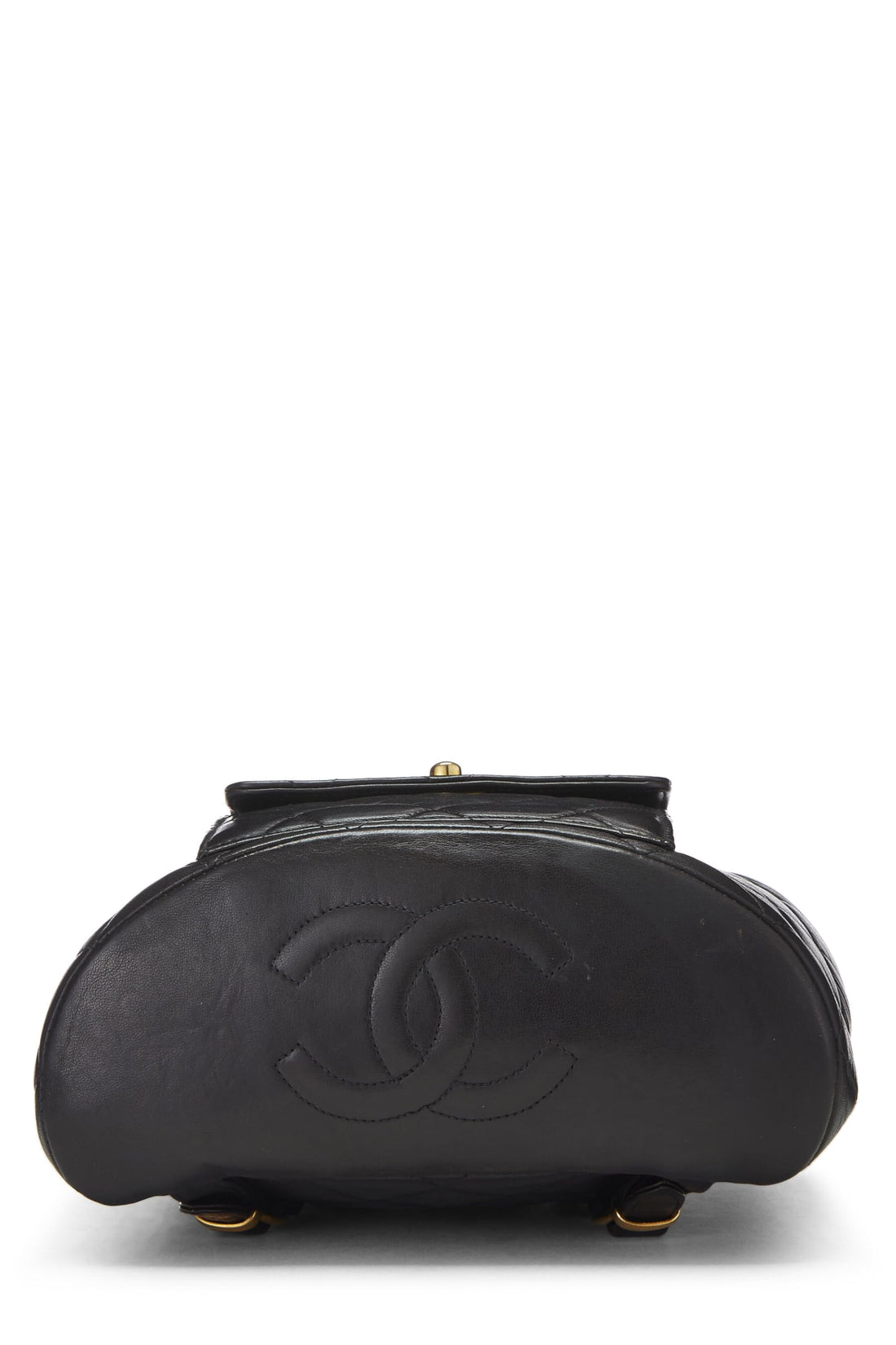 Chl,  Black Quilted Lambskin 'CC' Classic Backpack Medium, Black - Loose Stones