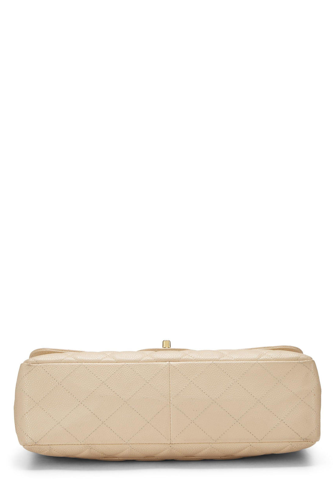 Chl,  Beige Quilted Caviar New Classic Flap Jumbo, Beige - Loose Stones