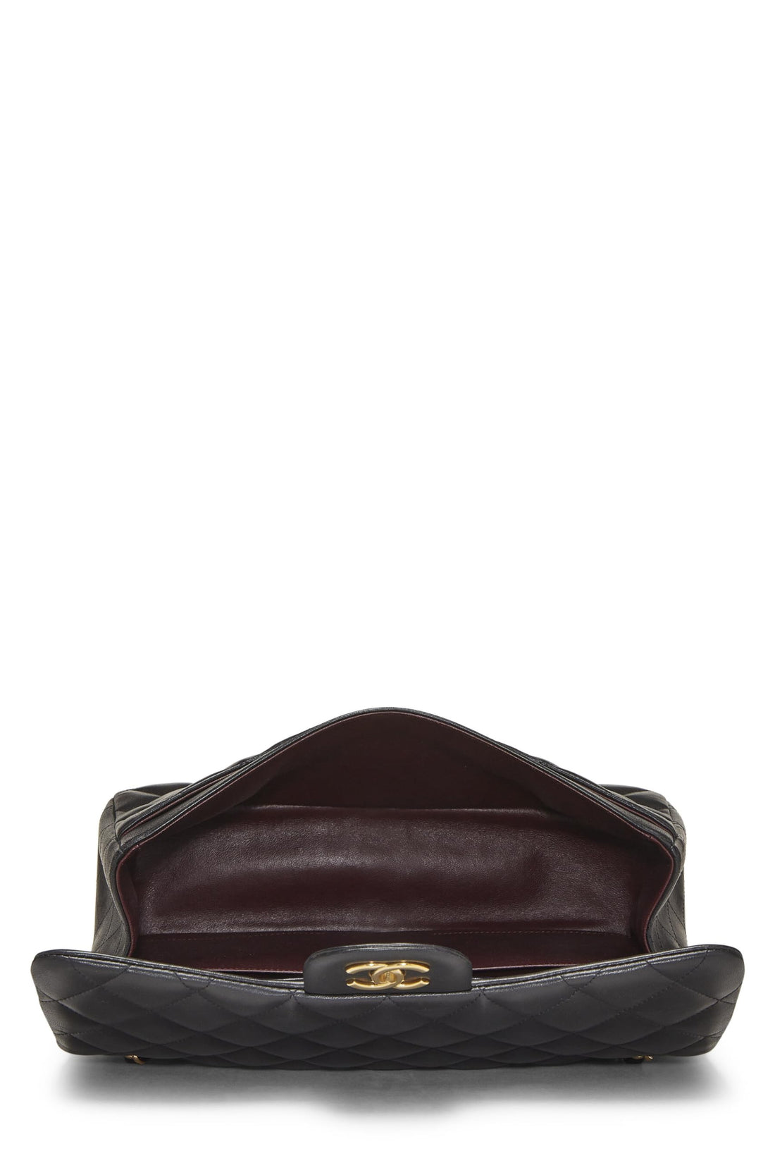 Chl,  Black Quilted Lambskin New Classic Double Flap Jumbo, Black - Loose Stones
