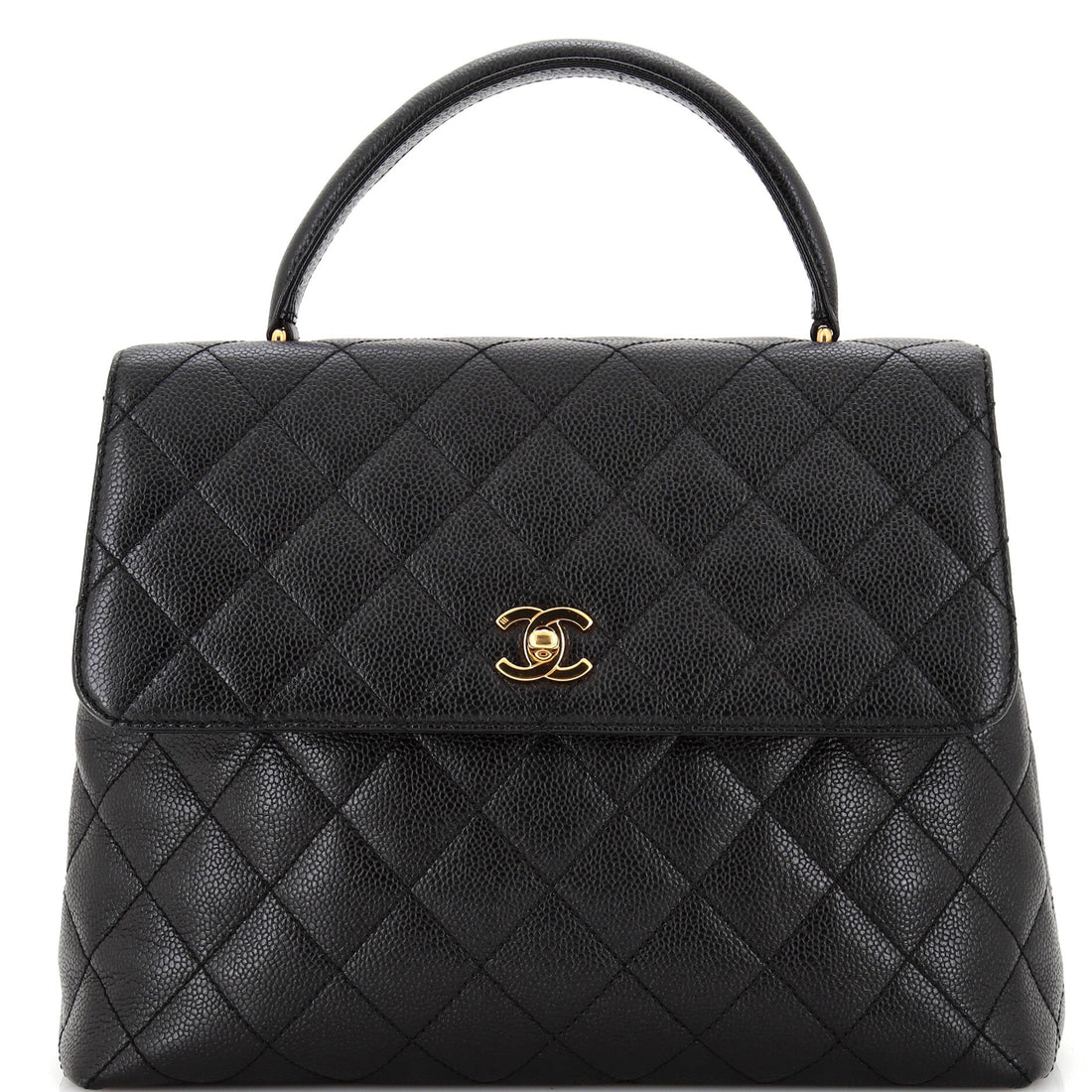 CHANEL Vintage Classic Top Handle Flap Bag Quilted Caviar Jumbo - Handbag & Wallet Accessories