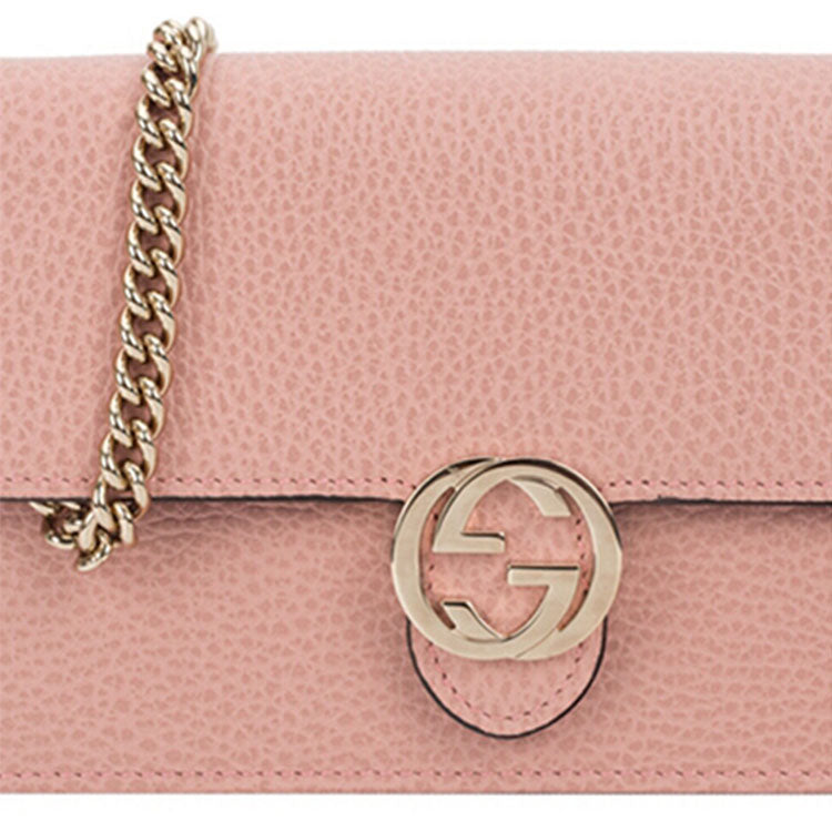 (WMNS) Gucci Logo Double G Leather WOC Chain Shoulder Messenger Bag Pink Classic 510314-CAO0G-5806 - Shoulder Bags - 6