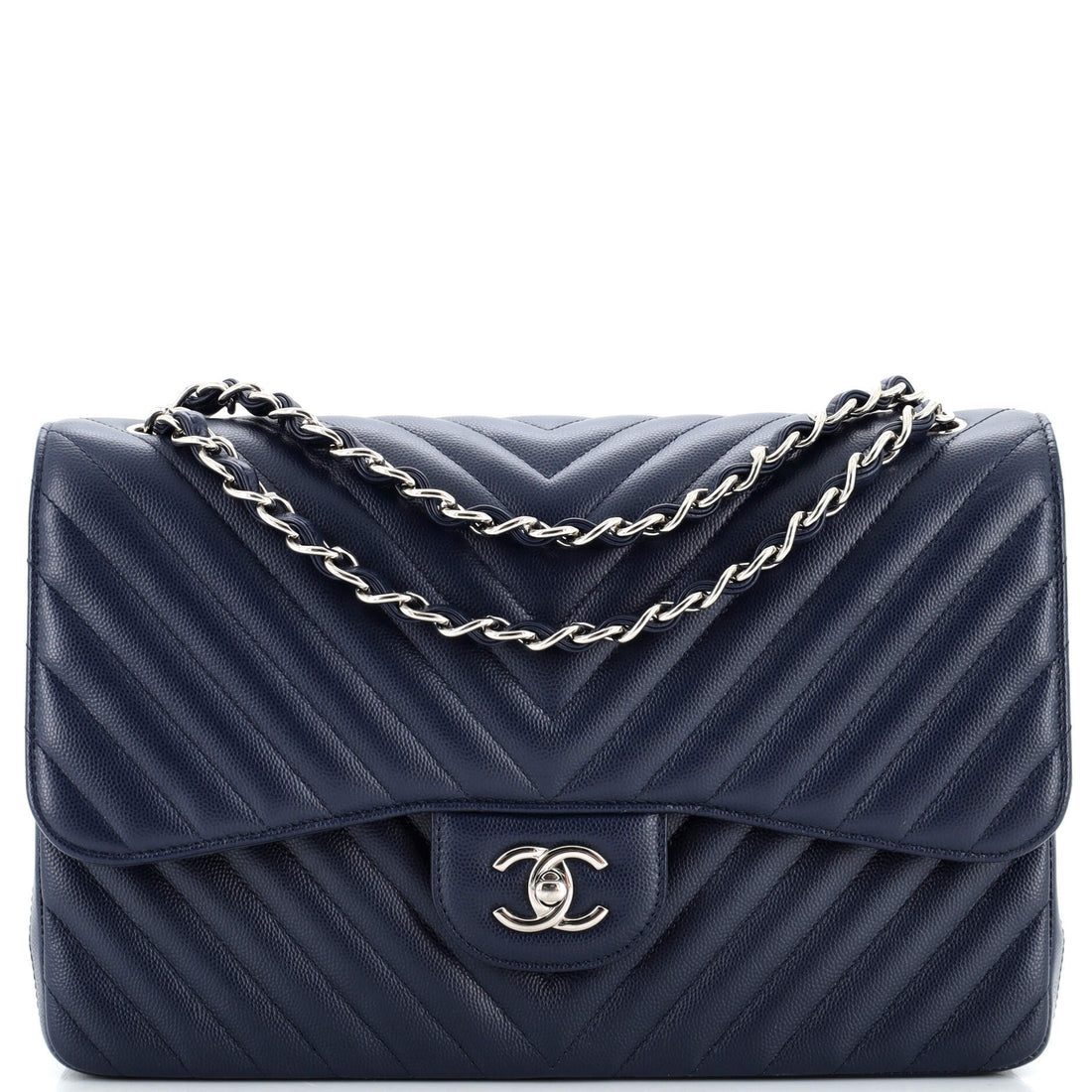 CHANEL Classic Double Flap Bag Chevron Caviar Jumbo - Handbag & Wallet Accessories