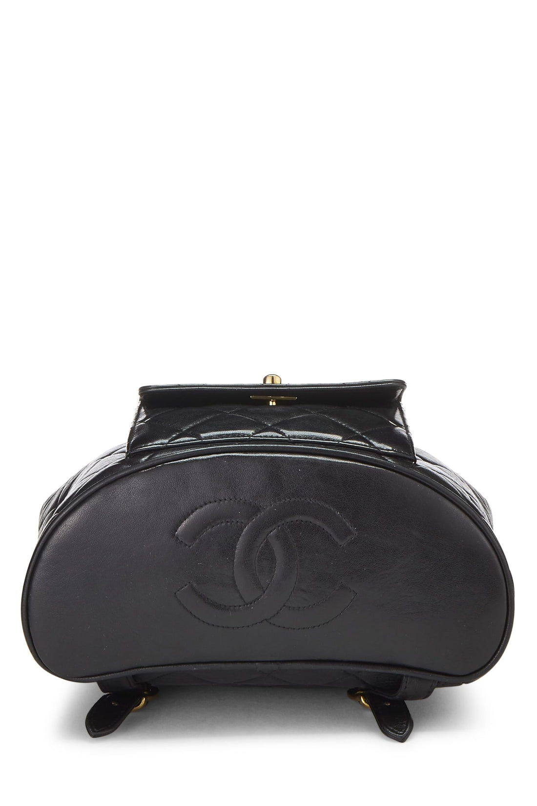 Chl,  Black Quilted Lambskin 'CC' Classic Backpack Medium, Black - Loose Stones