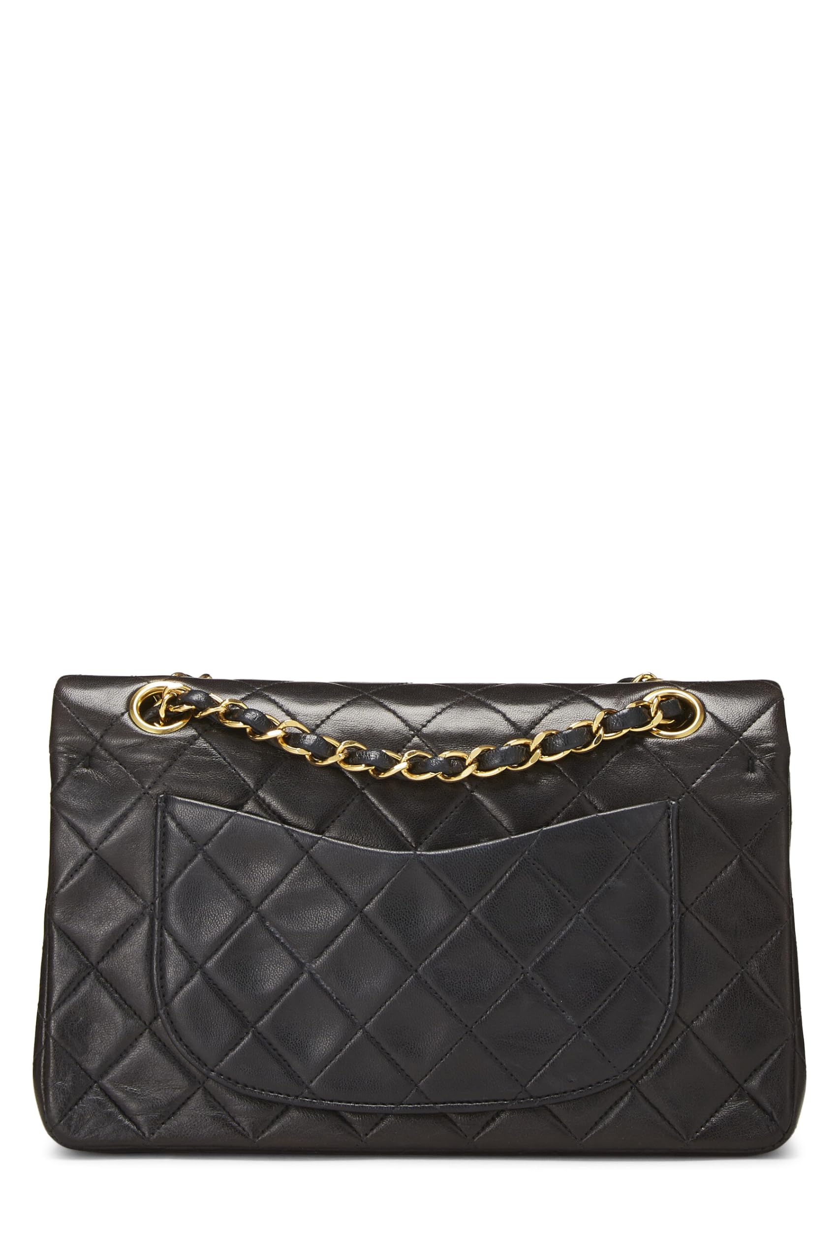 Chl,  Black Quilted Lambskin Classic Double Flap Small, Black - Loose Stones - 3