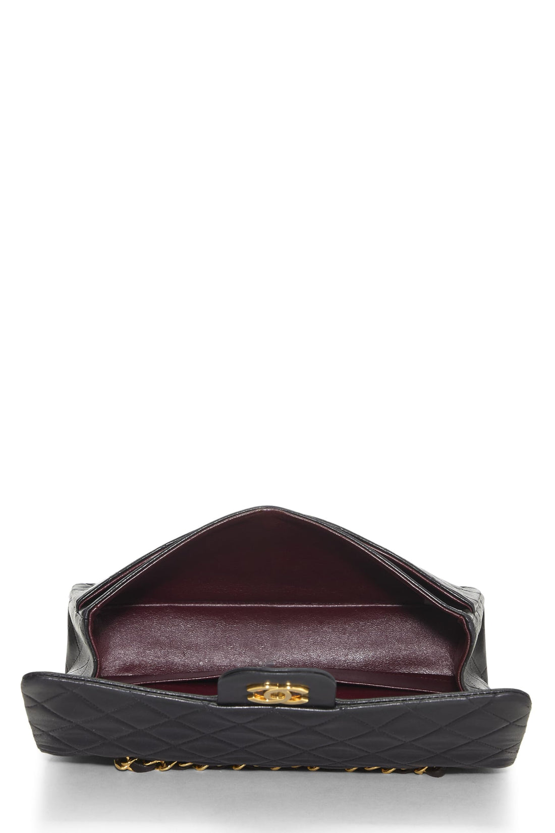 Chl,  Black Quilted Lambskin Classic Double Flap Medium, Black - Loose Stones