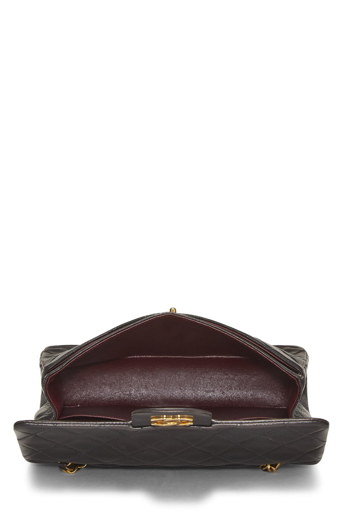 Chl,  Black Quilted Lambskin Classic Double Flap Small, Black - Loose Stones