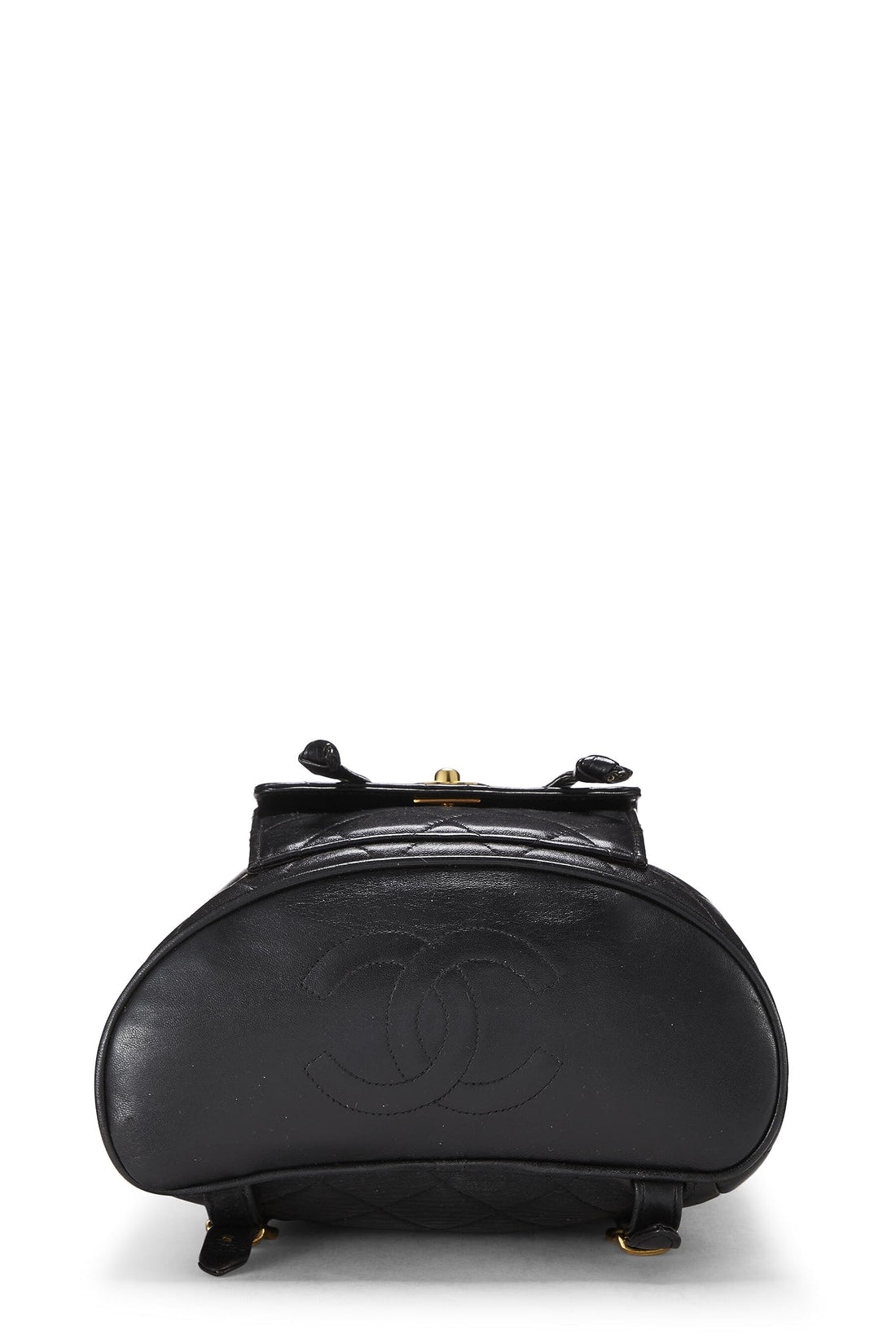 Chl,  Black Quilted Lambskin 'CC' Classic Backpack Medium, Black - Loose Stones