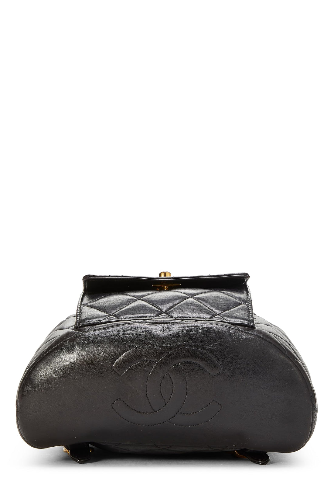Chl,  Black Quilted Lambskin 'CC' Classic Backpack Small, Black - Loose Stones