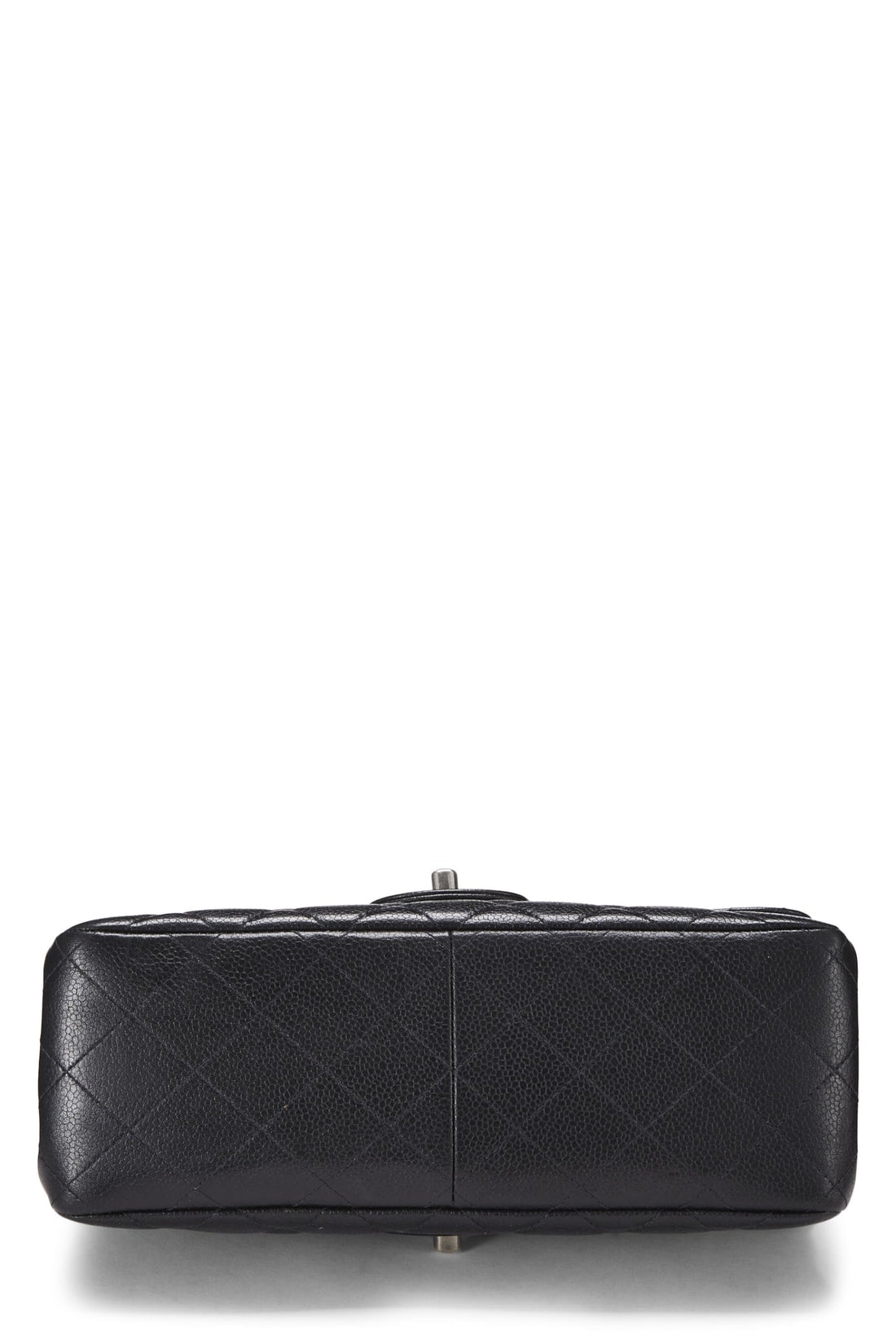 Chl,  Black Quilted Caviar Double Sided Classic Flap Medium, Black - Loose Stones