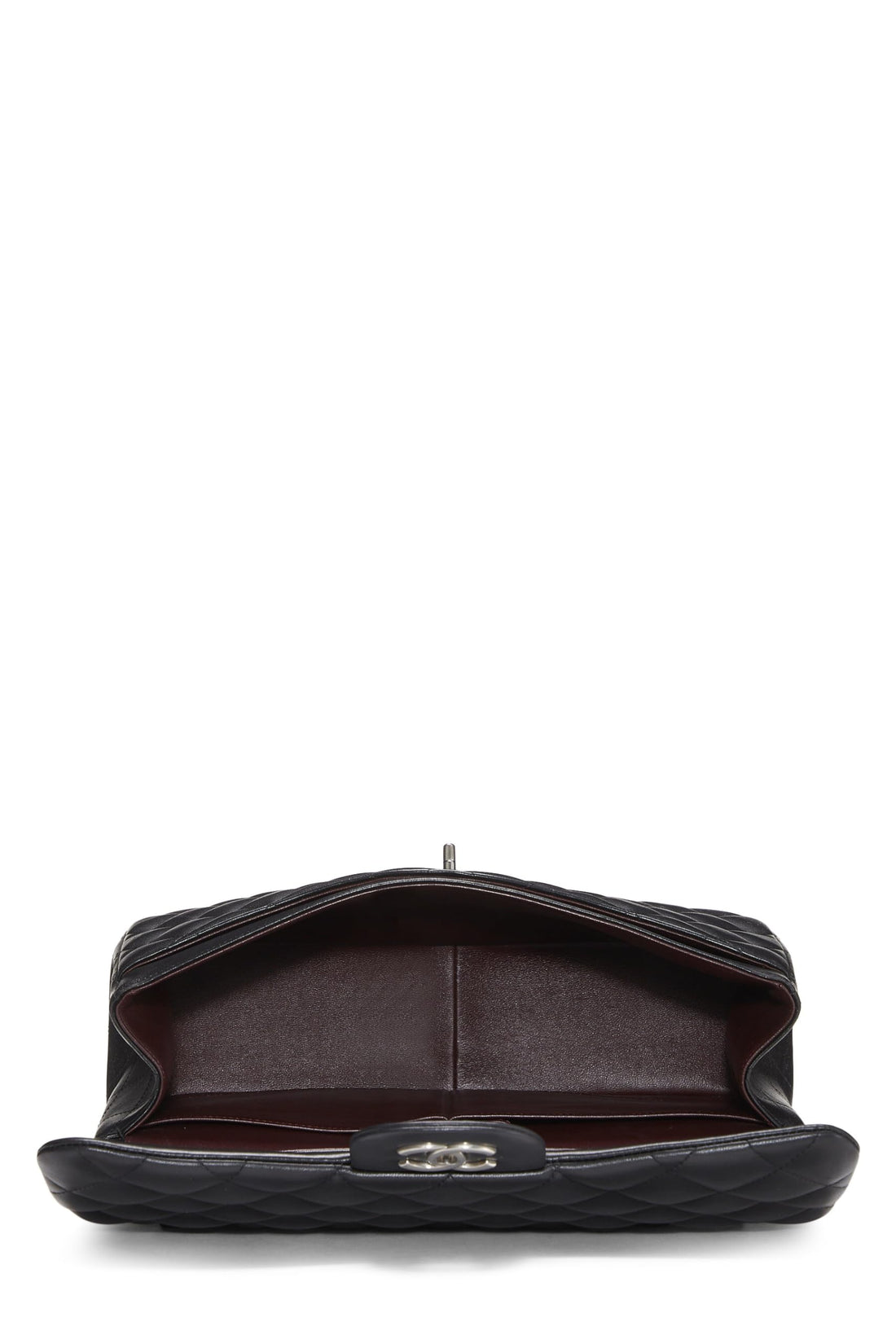 Chl,  Black Quilted Lambskin New Classic Double Flap Jumbo, Black - Loose Stones