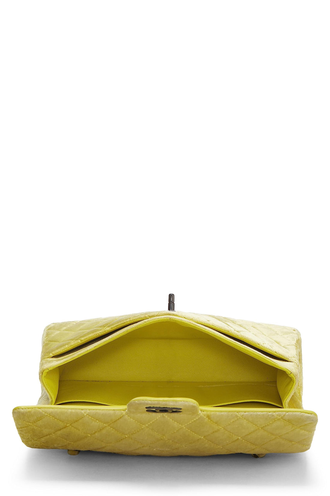 Chl,  Yellow Quilted Velvet Classic Double Flap Small, Yellow - Loose Stones