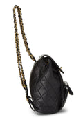 Chl,  Black Quilted Lambskin 'CC' Classic Backpack Small, Black - Loose Stones - 4