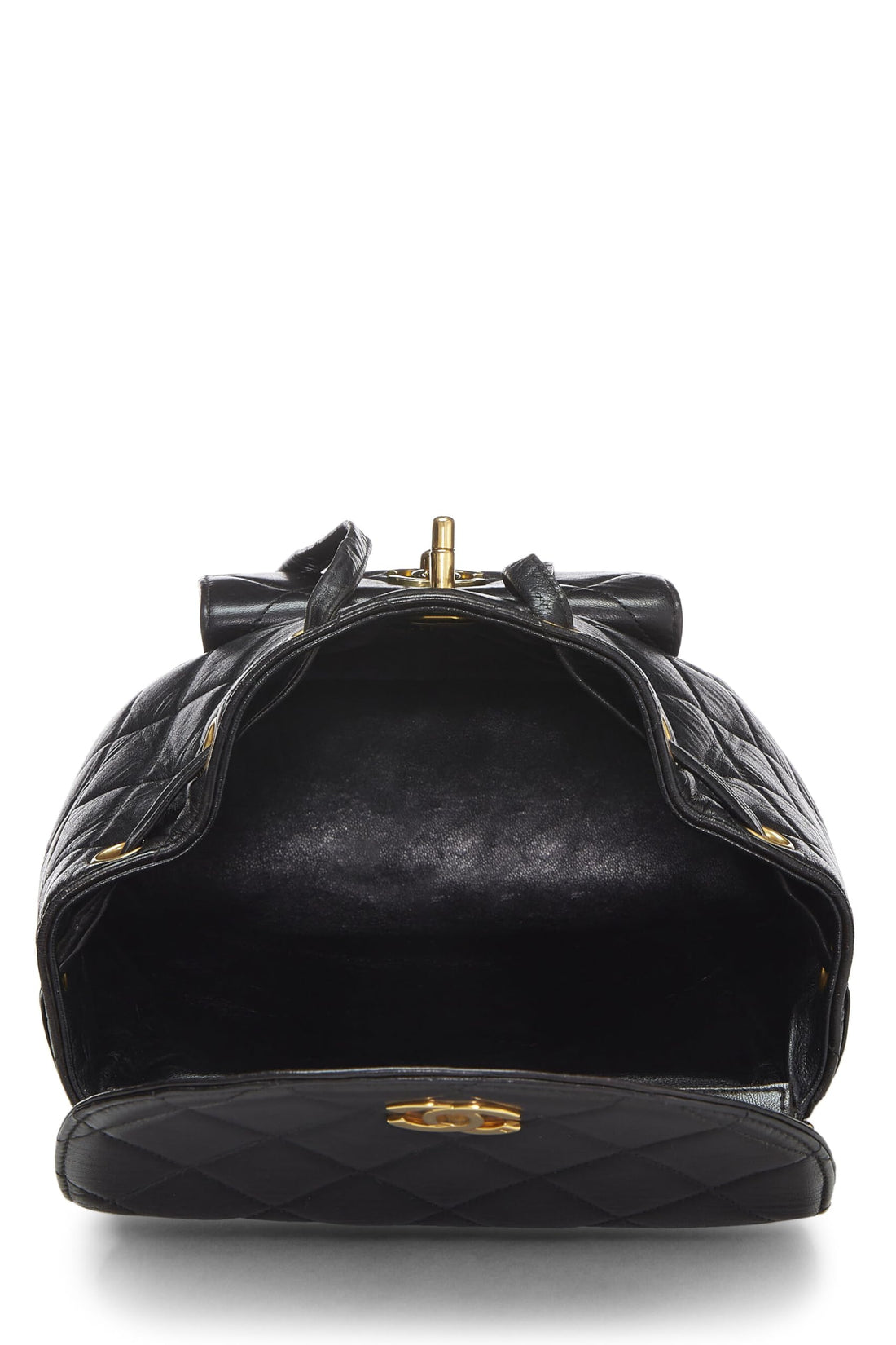 Chl,  Black Quilted Lambskin 'CC' Classic Backpack Medium, Black - Loose Stones