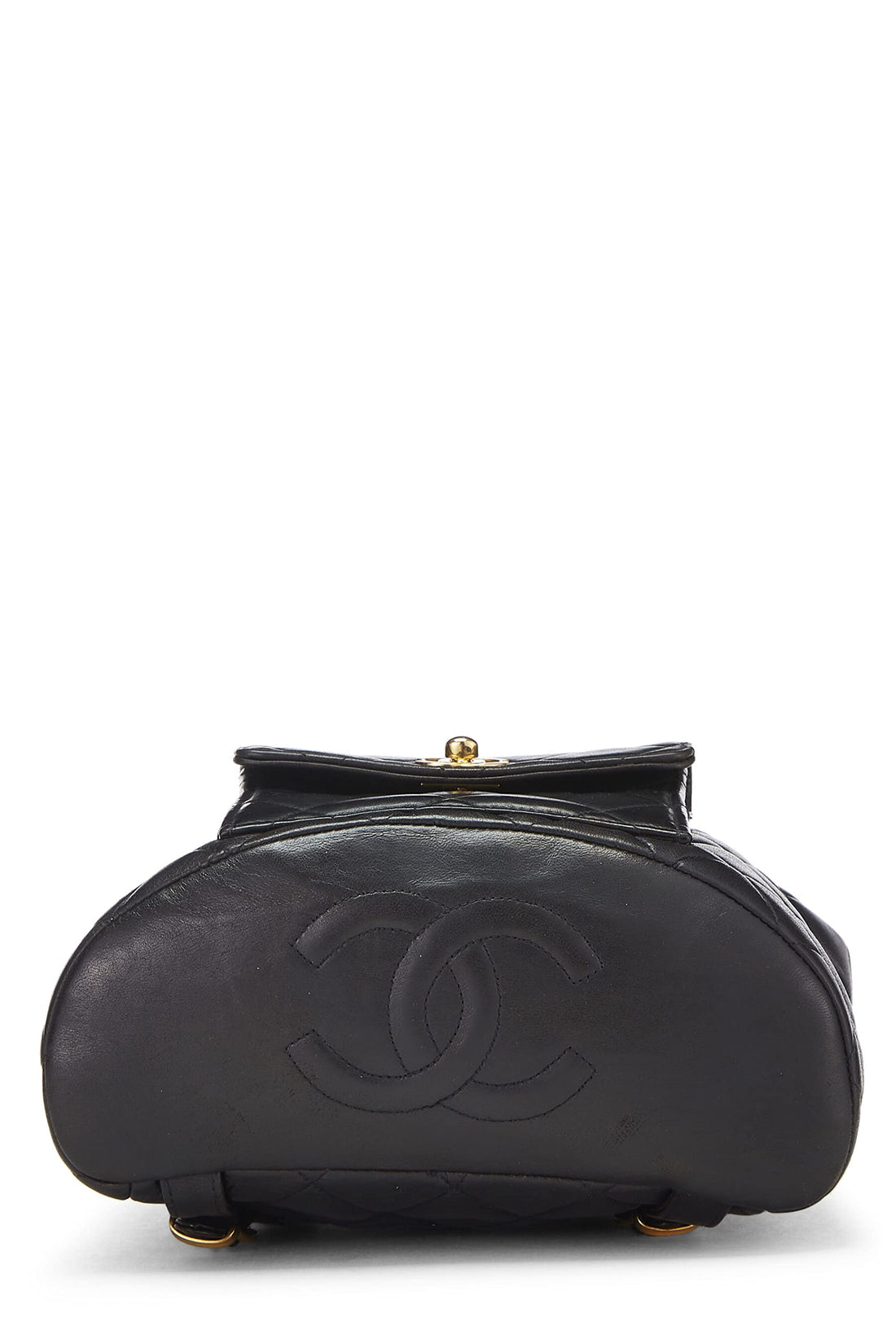 Chl,  Black Quilted Lambskin 'CC' Classic Backpack Small, Black - Loose Stones