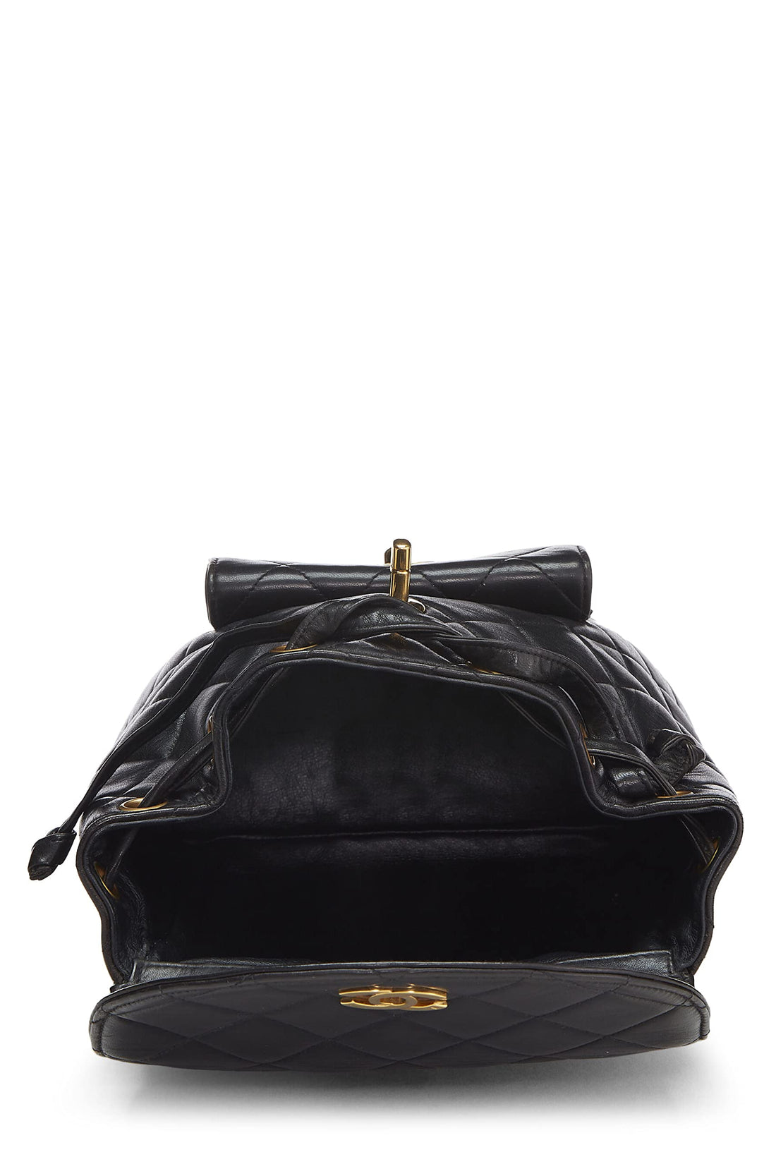 Chl,  Black Quilted Lambskin 'CC' Classic Backpack Small, Black - Loose Stones