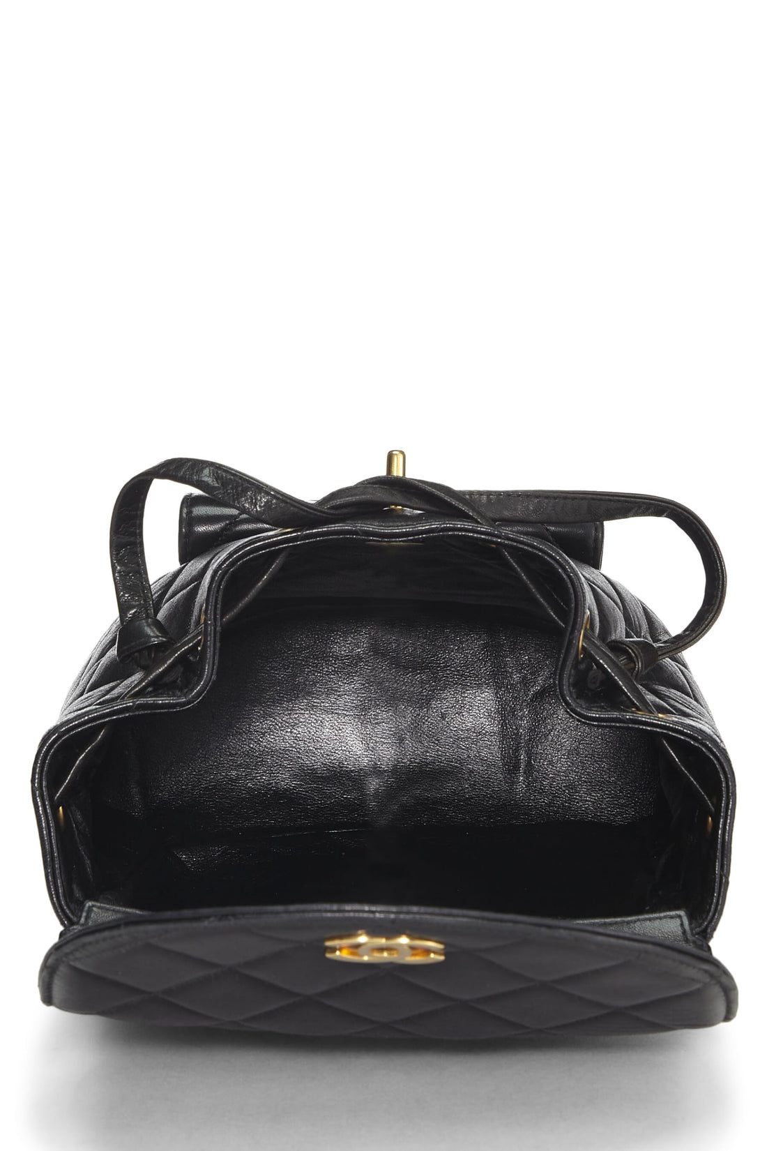 Chl,  Black Quilted Lambskin Classic Backpack, Black - Loose Stones