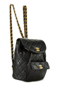 Chl,  Black Quilted Lambskin 'CC' Classic Backpack Medium, Black - Loose Stones - 5