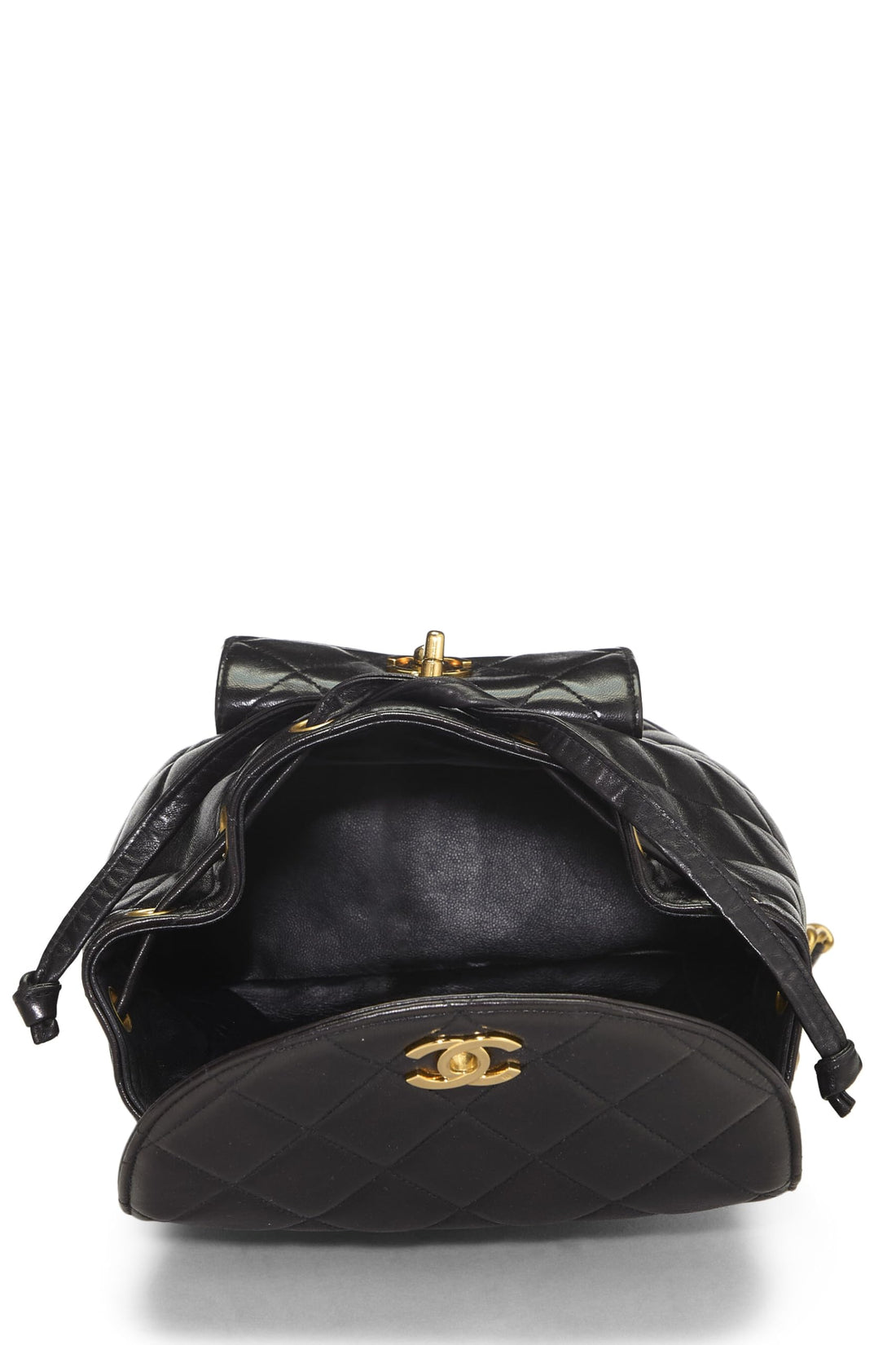 Chl,  Black Quilted Lambskin 'CC' Classic Backpack Medium, Black - Loose Stones