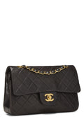 Chl,  Black Quilted Lambskin Classic Double Flap Small, Black - Loose Stones - 5