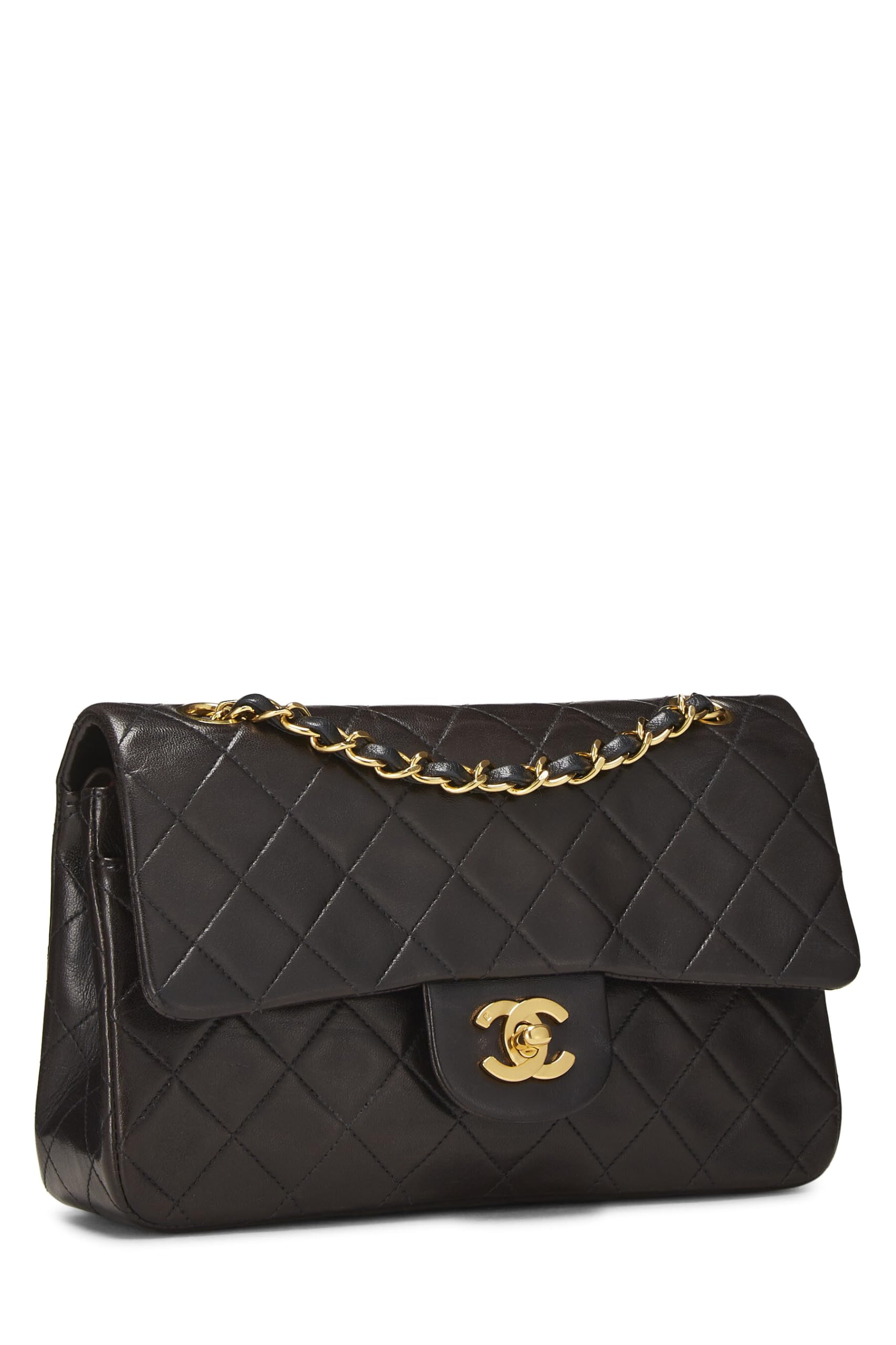 Chl,  Black Quilted Lambskin Classic Double Flap Small, Black - Loose Stones - 5
