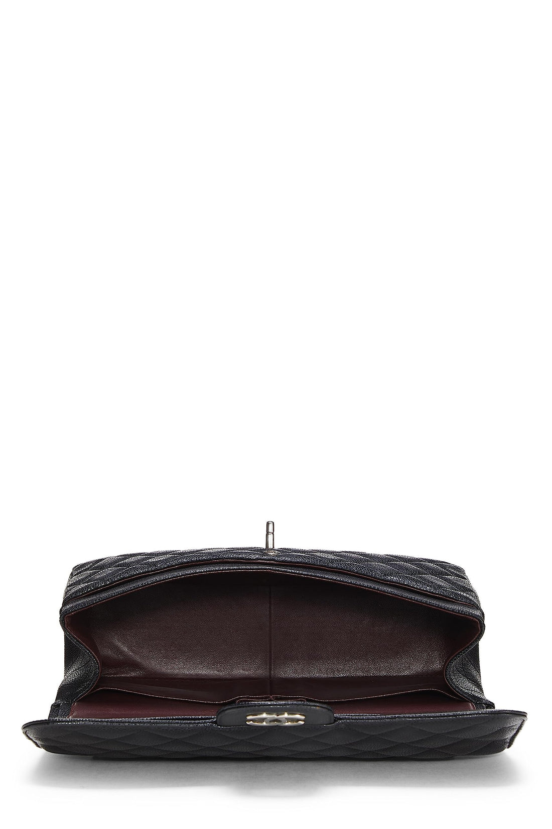 Chl,  Black Quilted Caviar New Classic Flap Jumbo, Black - Loose Stones