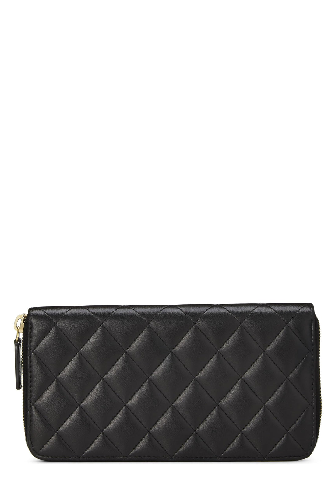 Chl,  Black Quilted Lambskin Classic Zip Wallet, Black - Loose Stones