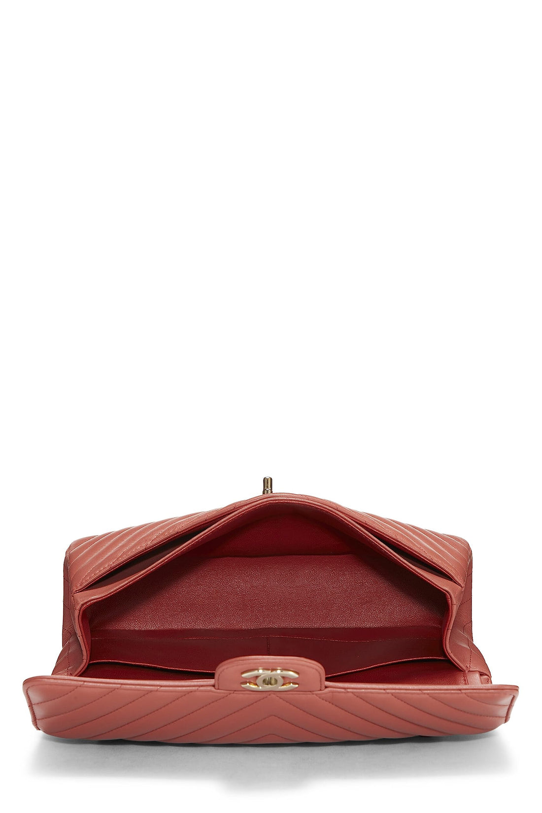 Chl,  Orange Chevron Lambskin Classic Double Flap Medium, Orange - Loose Stones